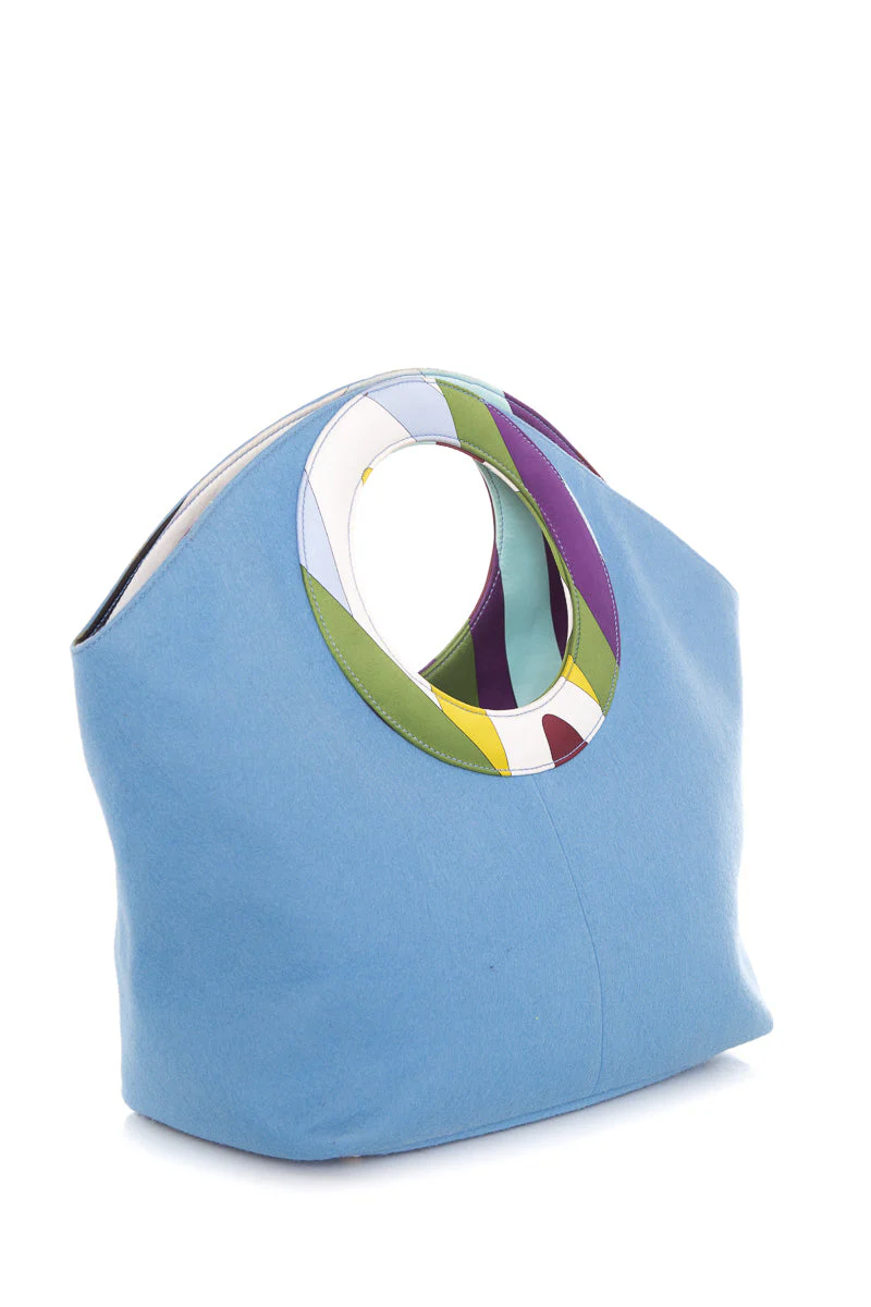 Emilio Pucci Baby Blue & Multi Color Printed Handbag - Image 3