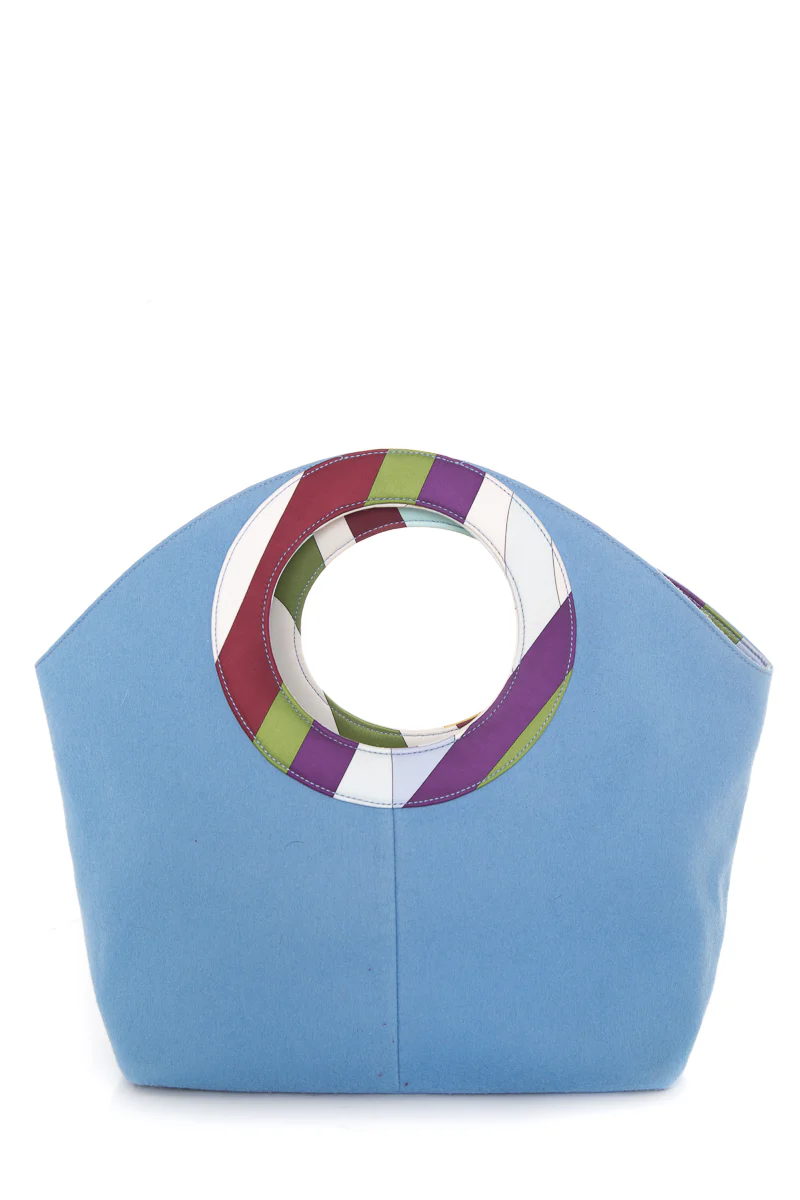 Emilio Pucci Baby Blue & Multi Color Printed Handbag - Image 5