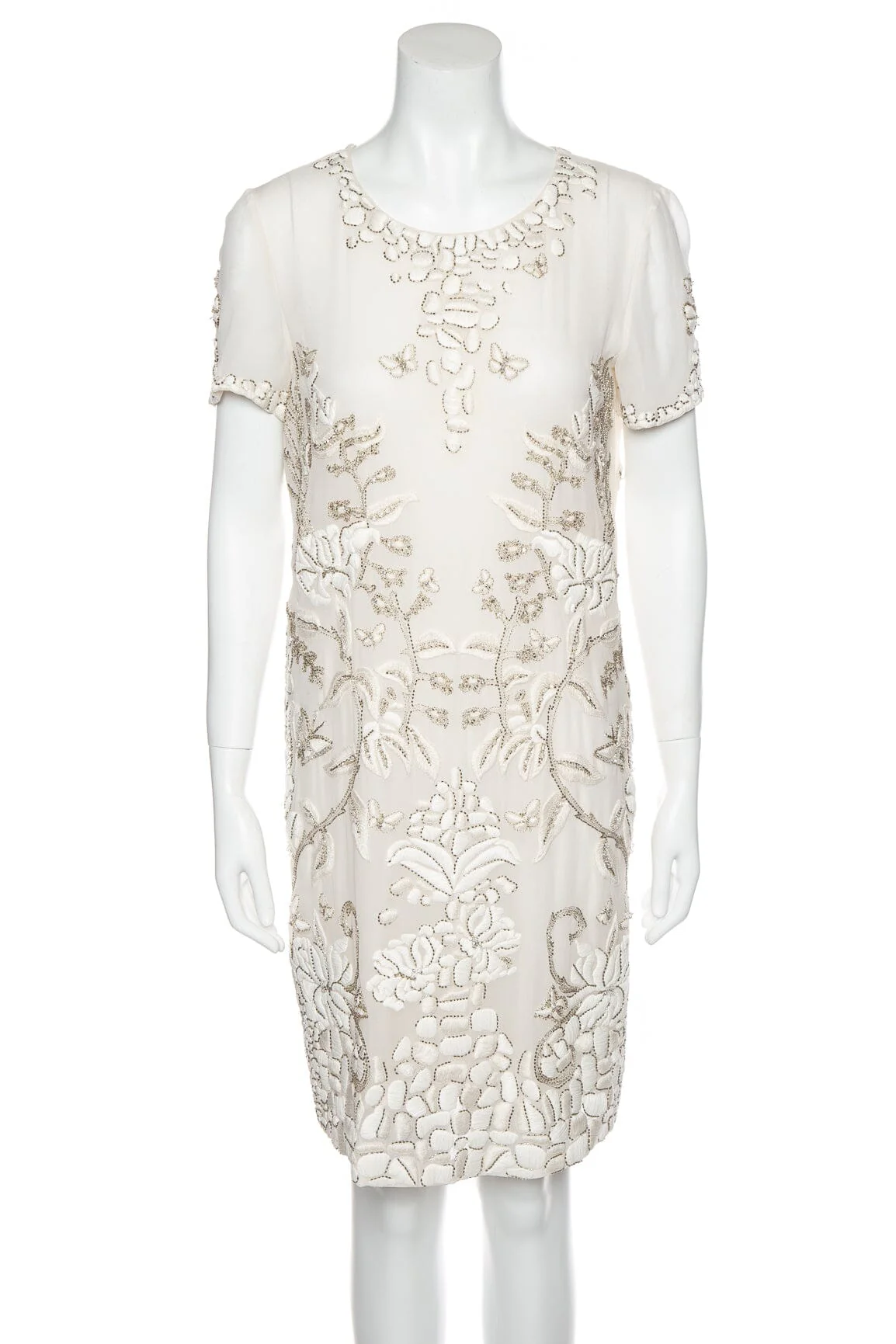 Emilio Pucci Cream Beaded Flower Dress SZ 8 NWT