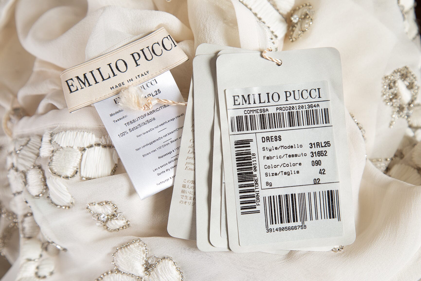 Emilio Pucci Cream Beaded Flower Dress SZ 8 NWT - Image 4