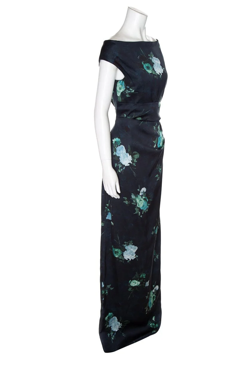 Erdem Navy Floral "Duchess" Full Length Gown SZ 8 - Image 2