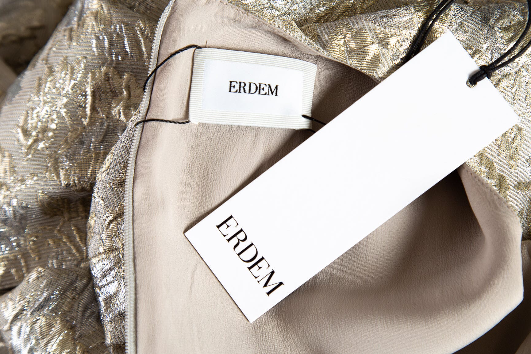 Erdem SS '24 Gold Floral Jacquard A-Line Dress SZ 4 NWT - Image 4