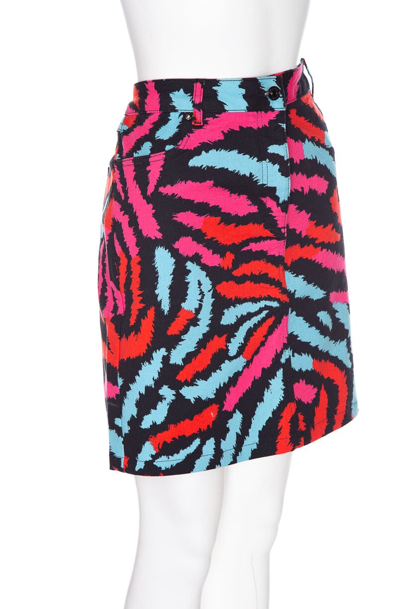 Escada Multicolor Tiger Print Denim Knee Length Skirt SZ 42 - Image 2