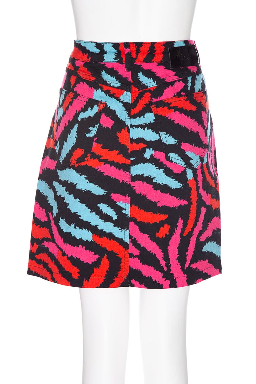Escada Multicolor Tiger Print Denim Knee Length Skirt SZ 42 - Image 3