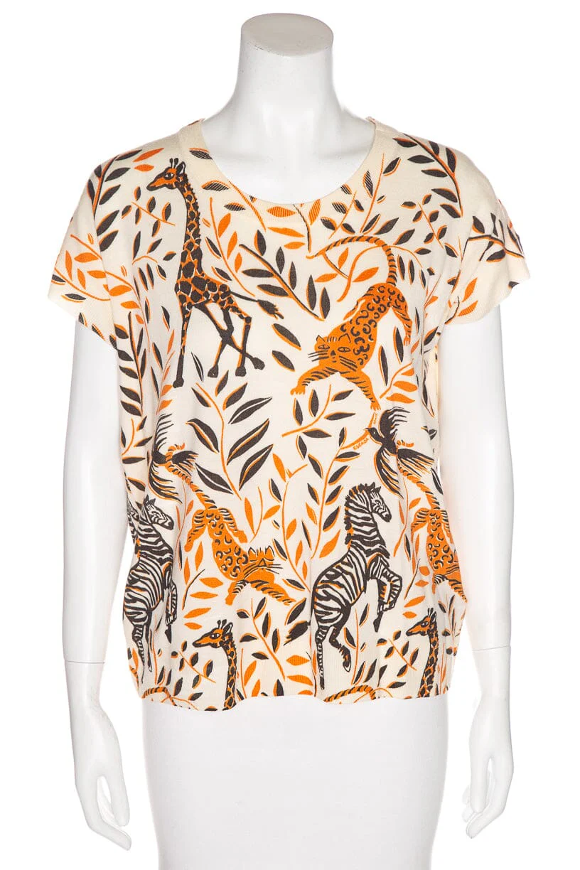 Escada Sport Cream Safari Print Sweater Set SZ L - Image 2