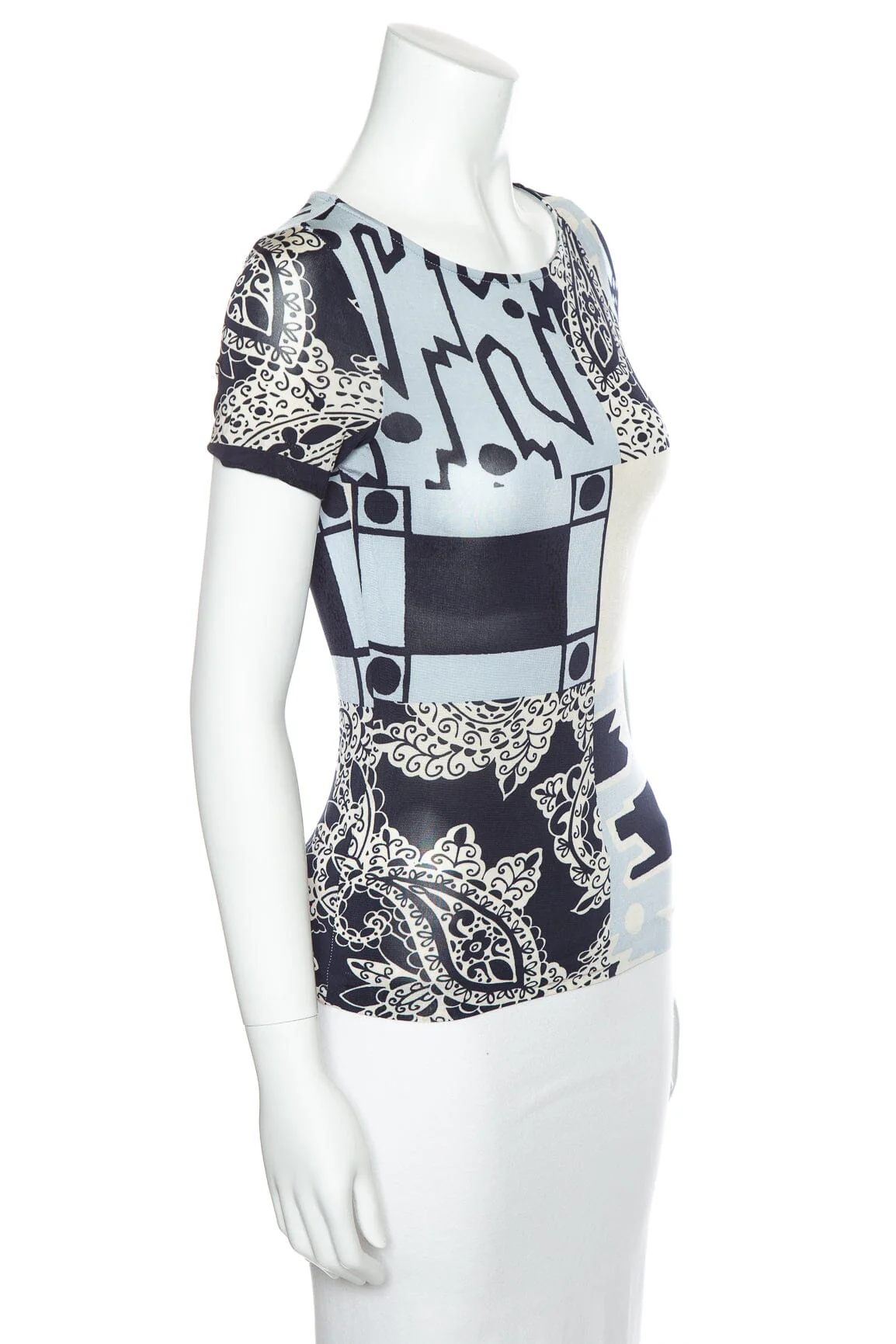 Etro Blue Printed Top SZ 40 - Image 2
