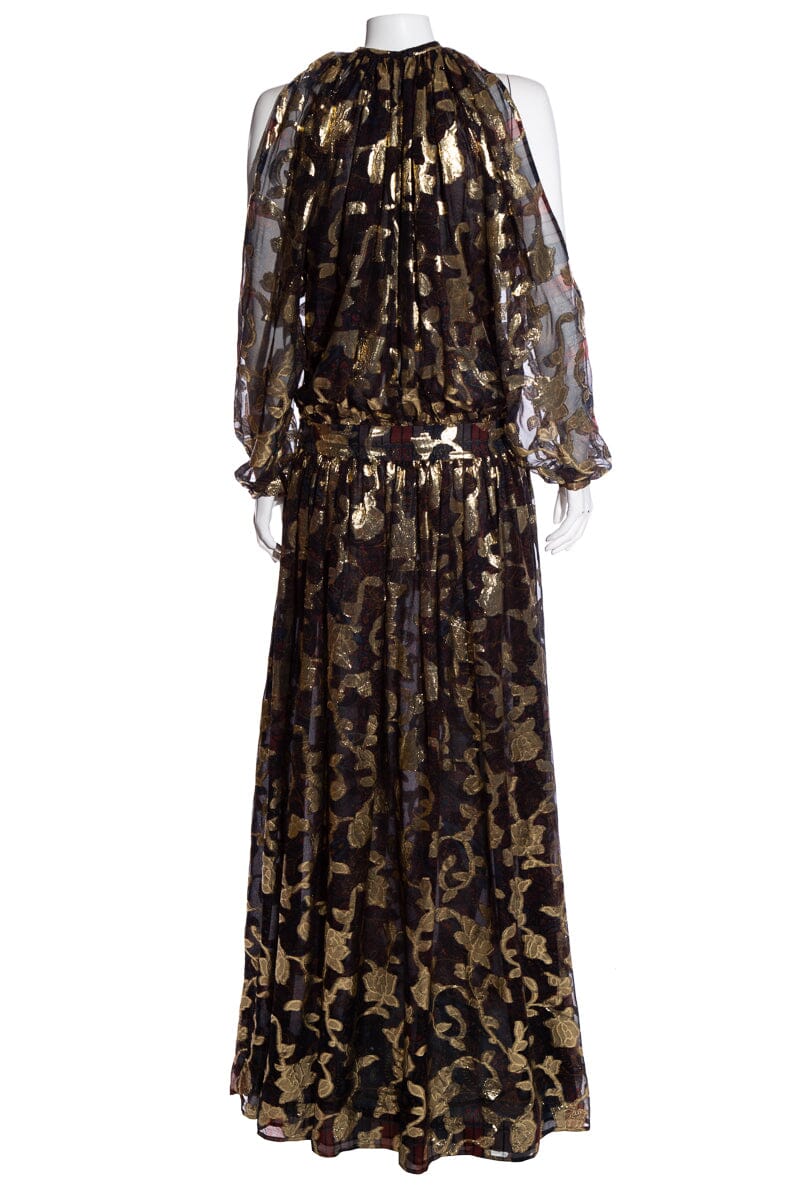 Etro Gold Lame & Paisley Maxi Dress SZ 42 - Image 3