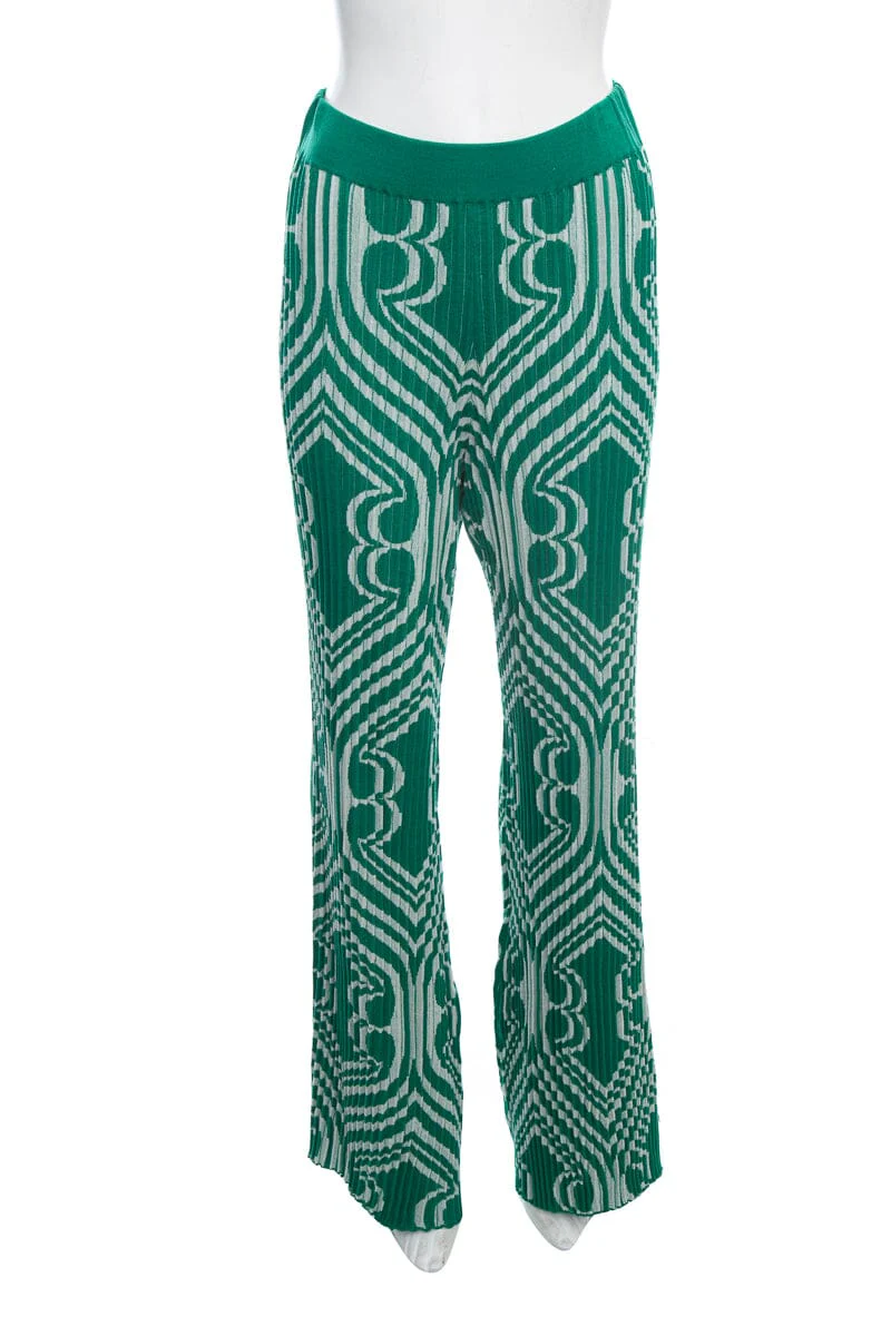 Etro Green Printed Pleated Pants SZ 44