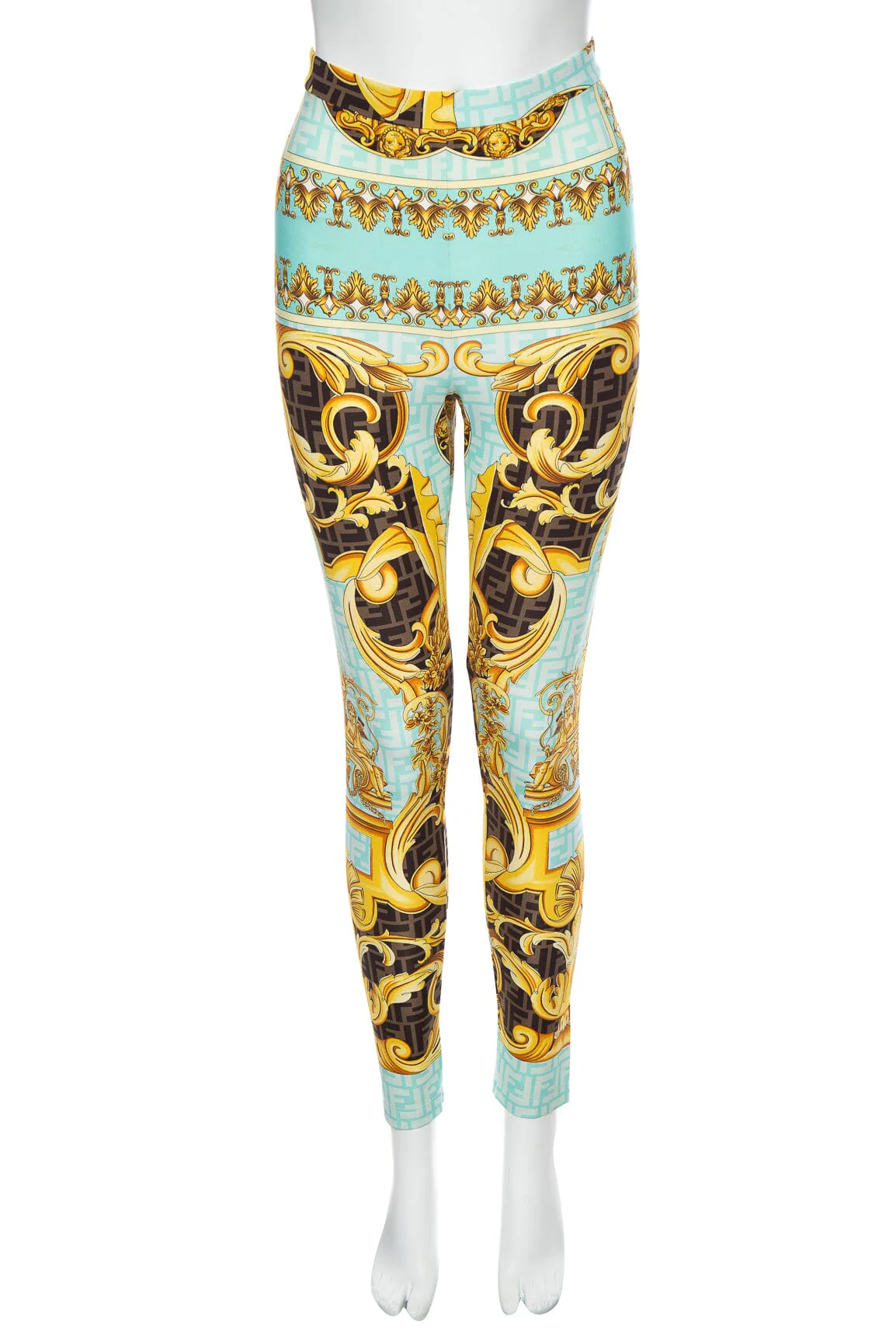 Fendace Multicolor Logo Leggings SZ 44