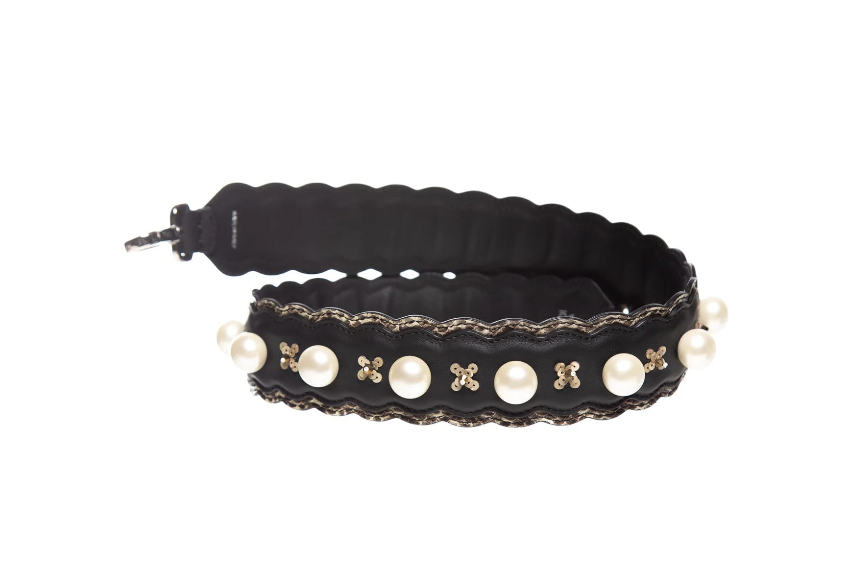Fendi Black Sequins and Pearl Exotic Trim Strap - Image 3