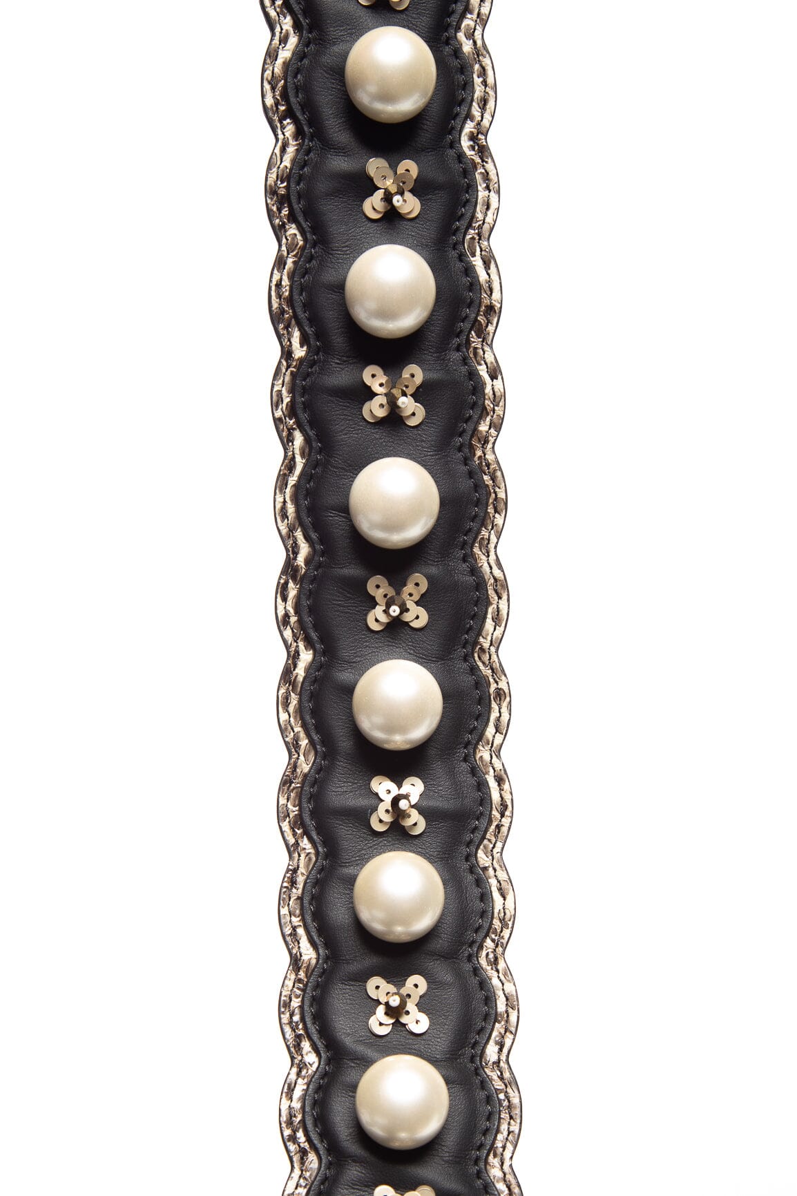 Fendi Black Sequins and Pearl Exotic Trim Strap - Image 6
