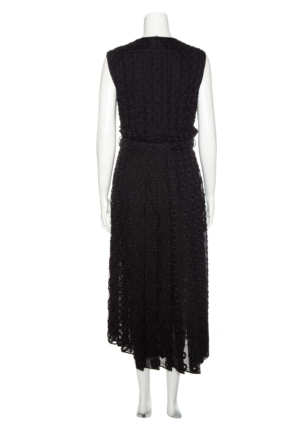 Fendi Black Silk Embroidered Detail A-Line Midi Dress SZ 44 NWT - Image 3