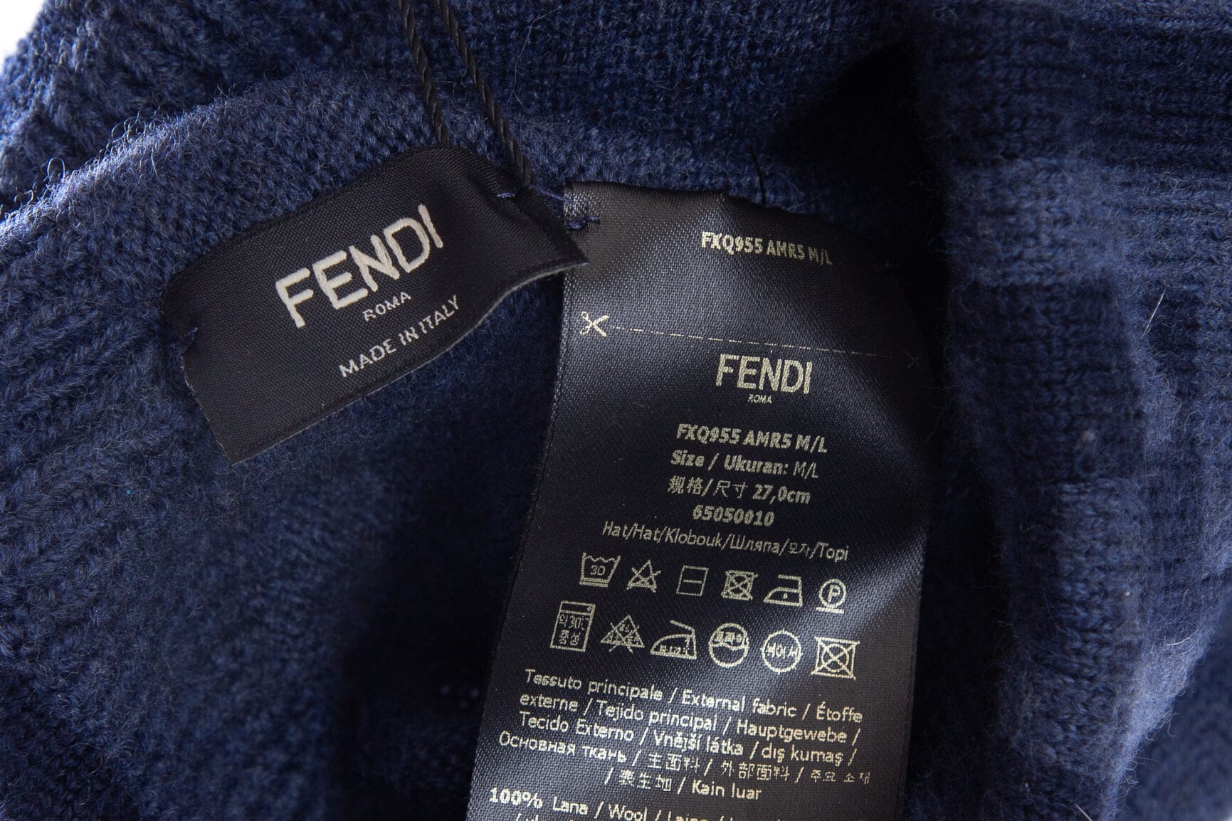 Fendi Blue Knit Zucca Print Hat/Beanie - Image 3