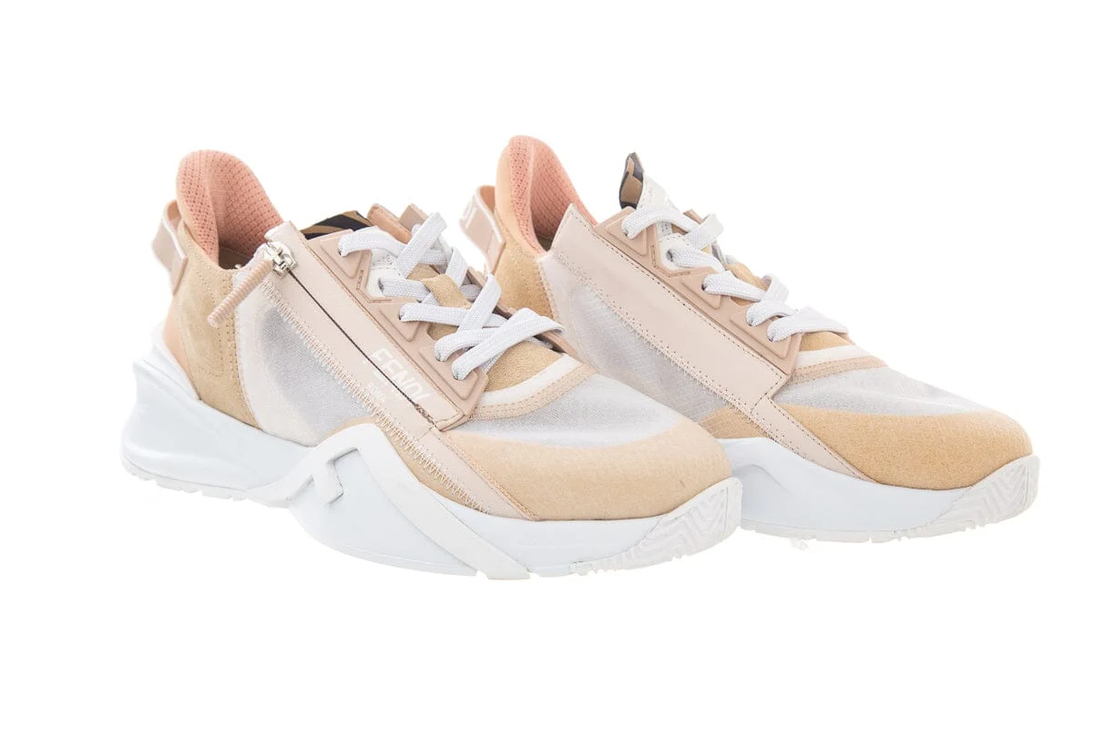 Fendi Flow Tan & Pink Sneakers SZ 37 - Image 3