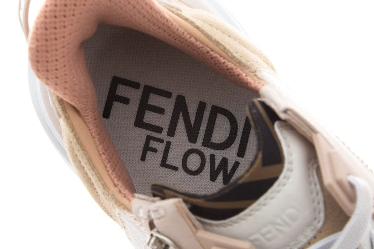 Fendi Flow Tan & Pink Sneakers SZ 37 - Image 7