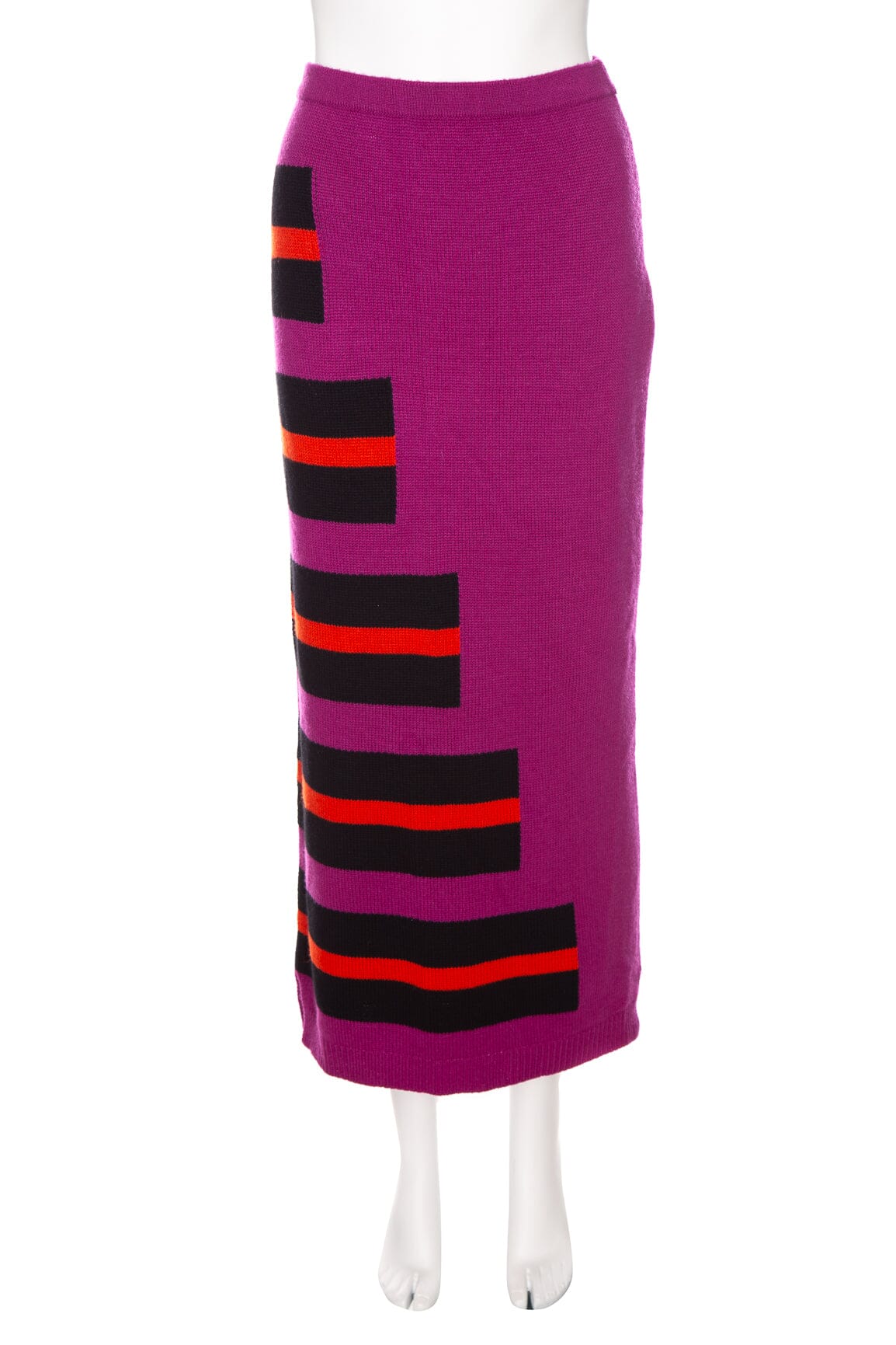 Fendi Magenta and Multi Stripe Midi Skirt SZ 42