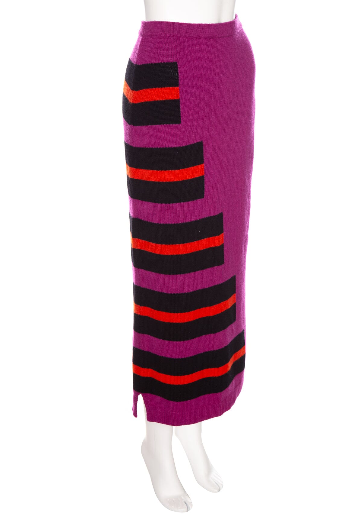 Fendi Magenta and Multi Stripe Midi Skirt SZ 42 - Image 2