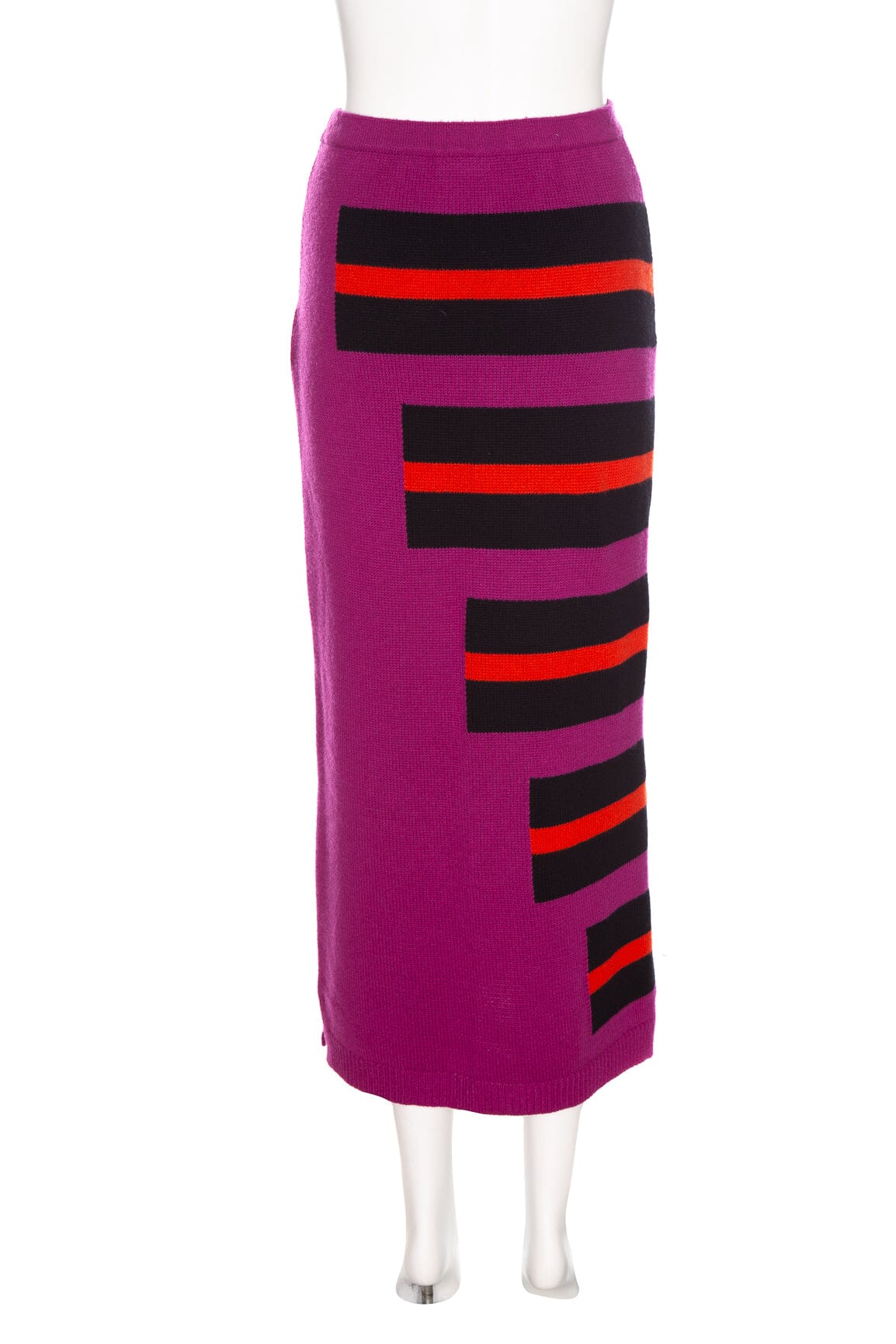 Fendi Magenta and Multi Stripe Midi Skirt SZ 42 - Image 3