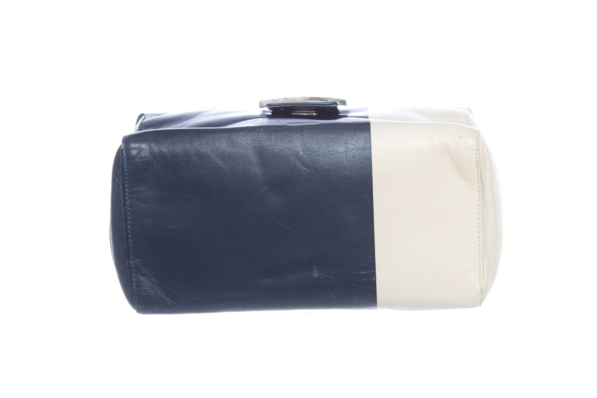 Fendi Navy and Natural Handbag - Image 5