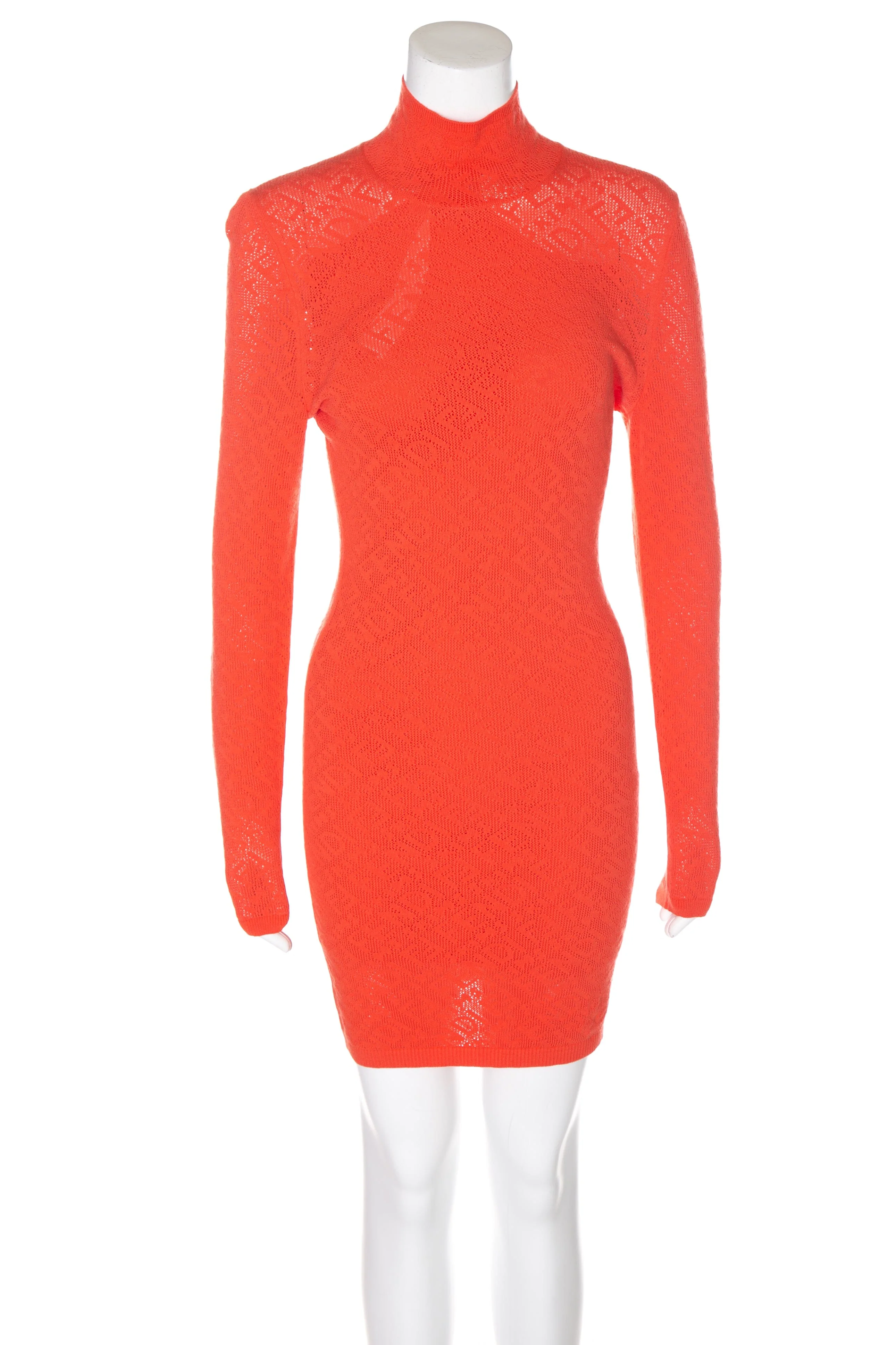Fendi X Skims Coral Fendi Logo Print Knit Mini Dress SZ 44 NWT