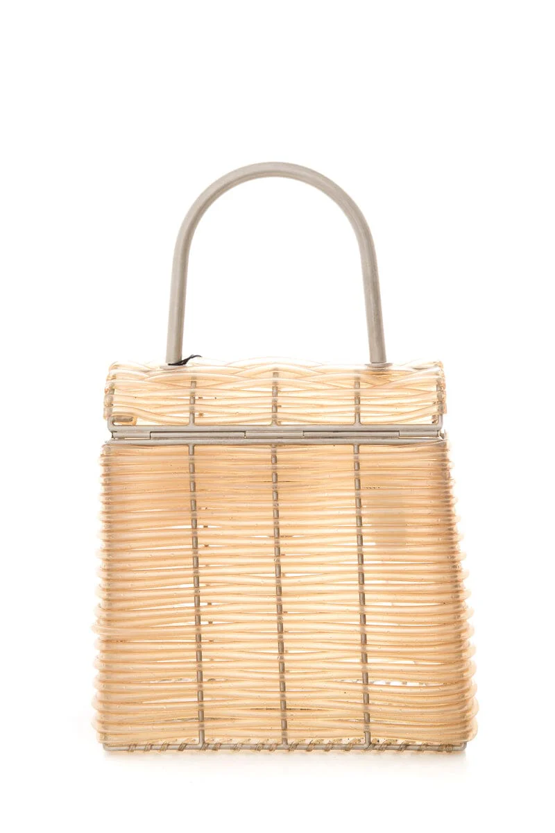 Ferragamo Clear Woven Plastic Top Handle Handbag - Image 3