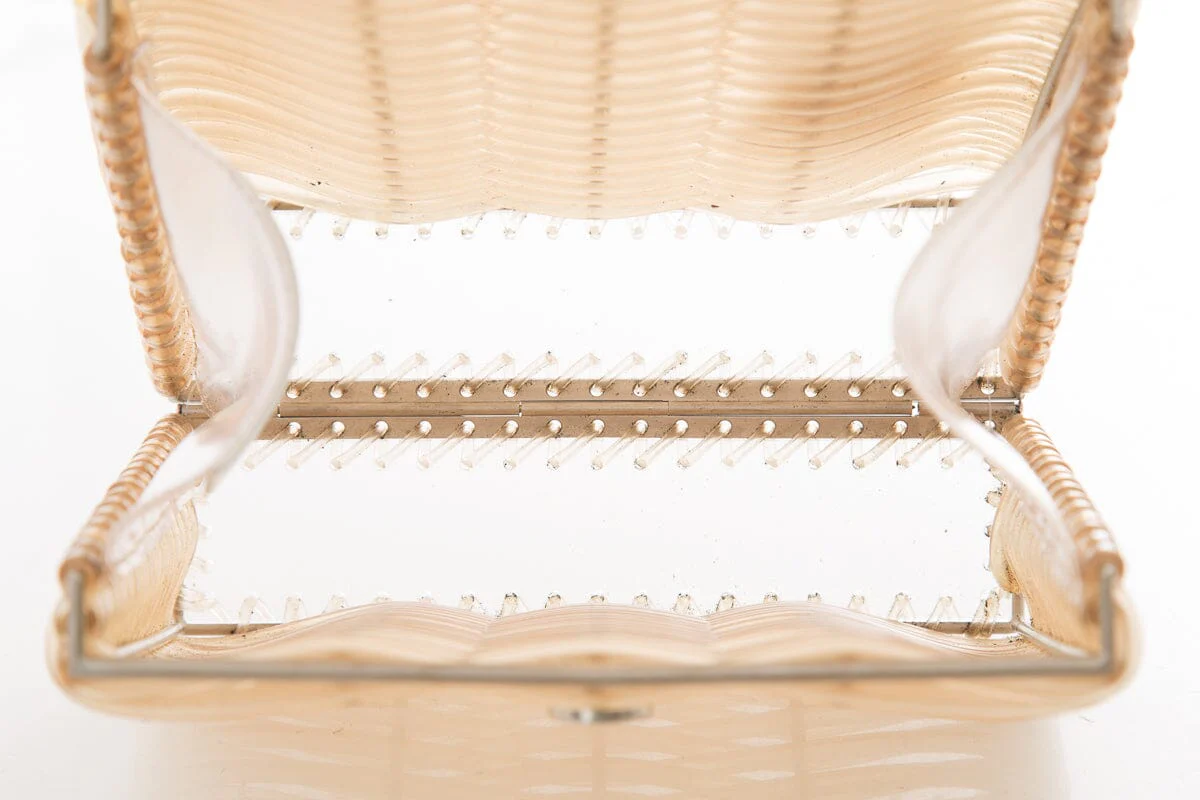 Ferragamo Clear Woven Plastic Top Handle Handbag - Image 6