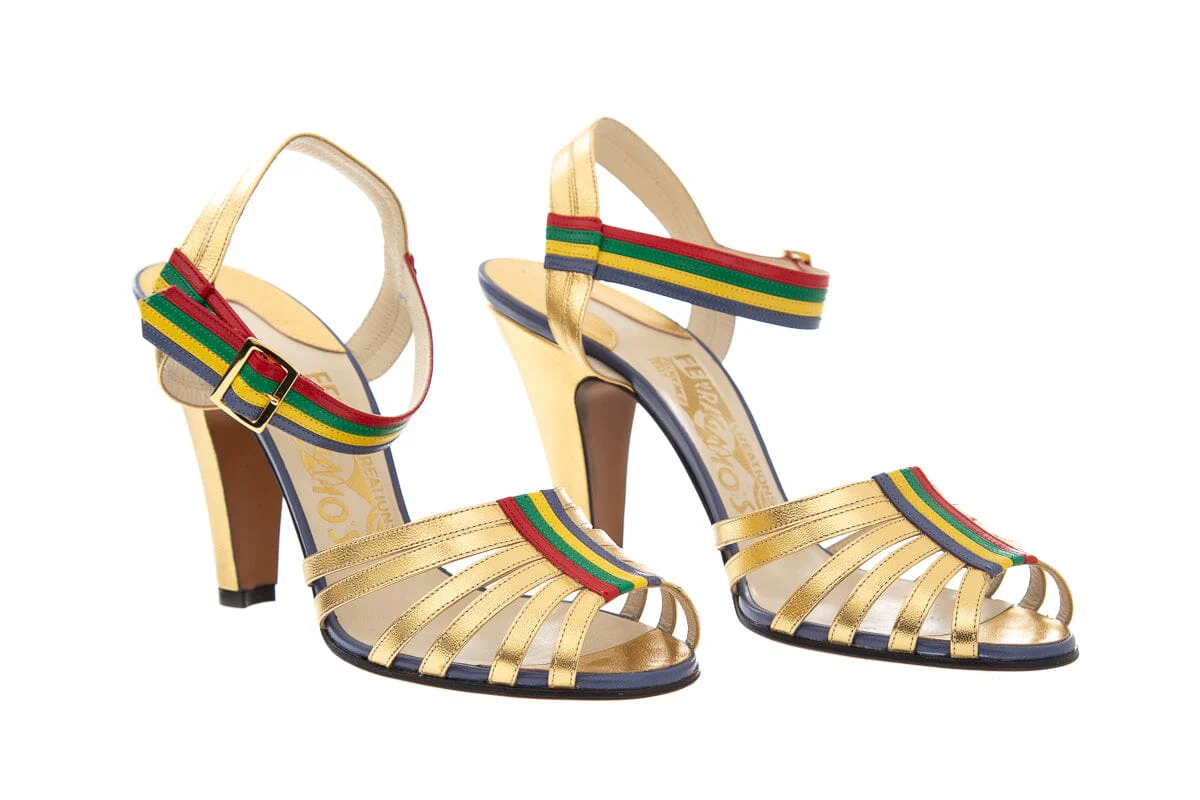 Ferragamo Gold Peep Toe From the Archives 1950's Pumps - Image 3