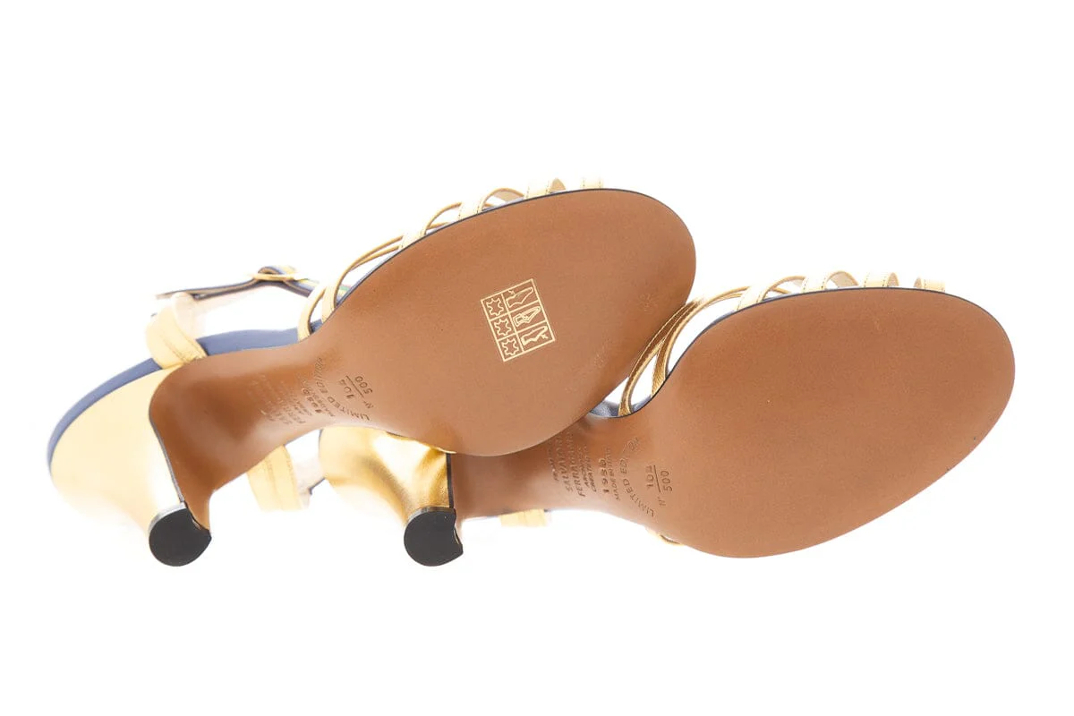 Ferragamo Gold Peep Toe From the Archives 1950's Pumps - Image 6