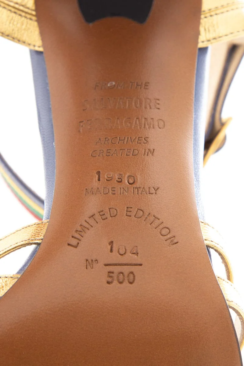 Ferragamo Gold Peep Toe From the Archives 1950's Pumps - Image 7