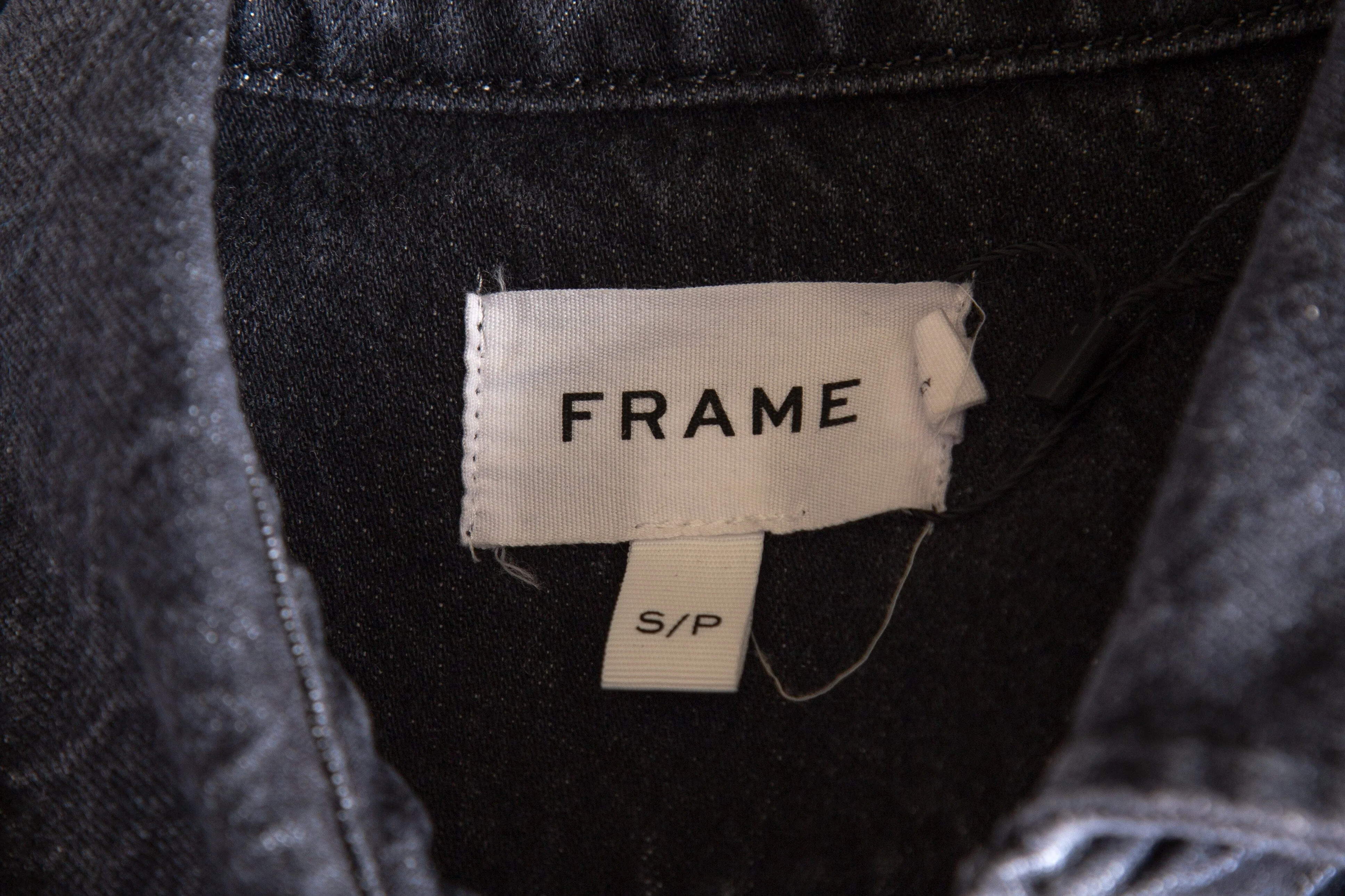 Frame Black Button Up Shirt Jacket SZ S - Image 4