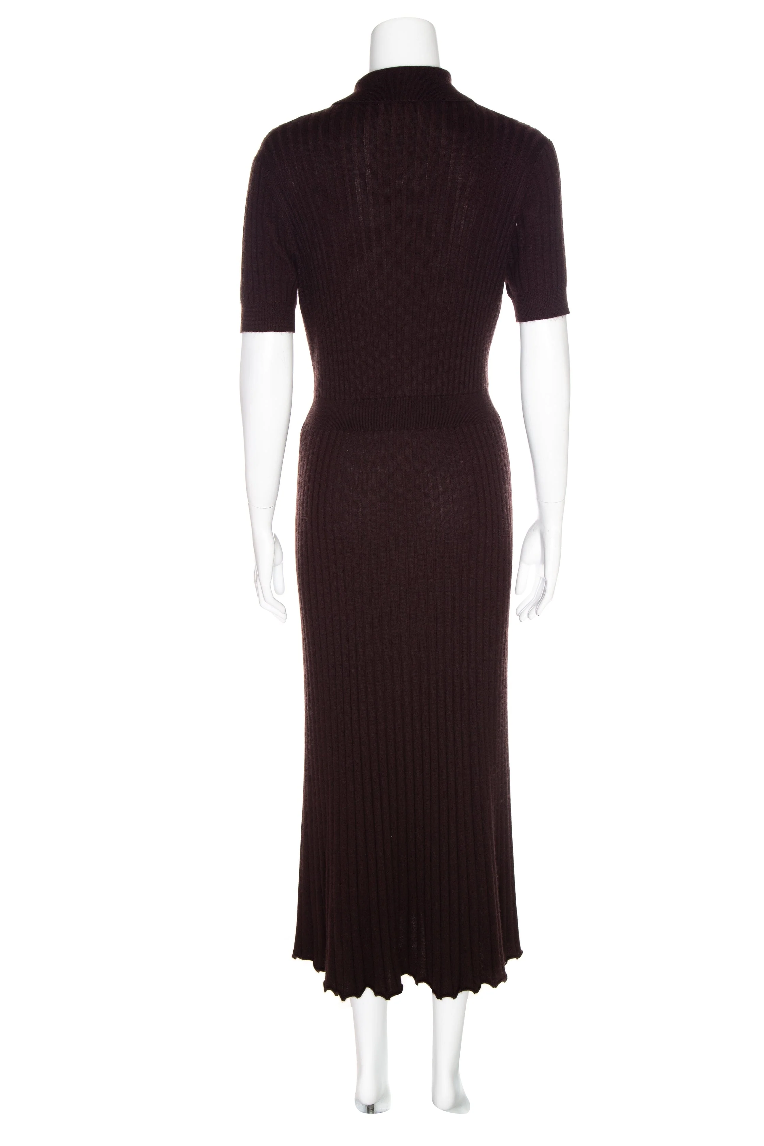 Gabriela Hearst Brown Ribbed V-Neck Long Dress SZ M NWT - Image 3