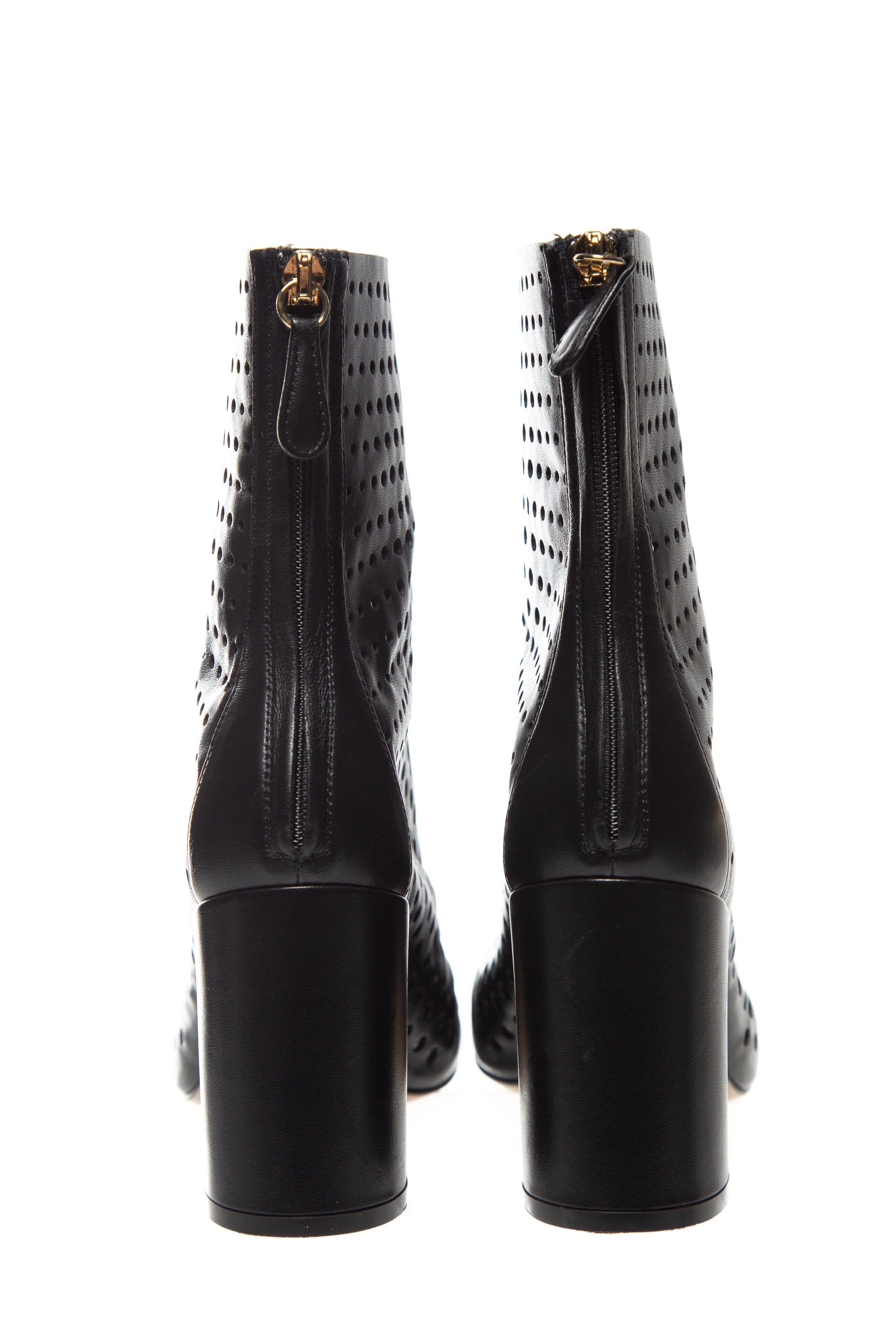 Gianvito Rossi Black Leather Laser Cut Ankle Booties SZ 38 - Image 3