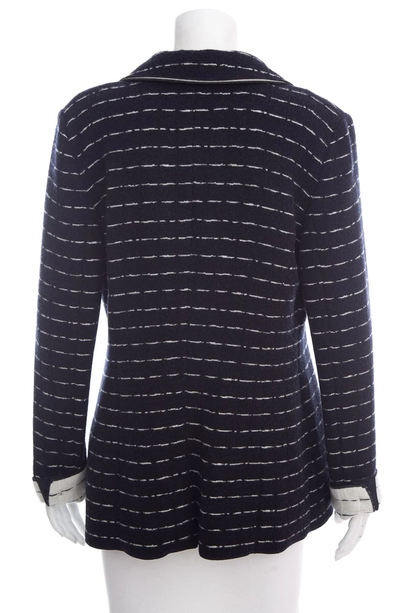 Giorgio Armani Black White Jersey Jacquard Blazer SZ 44 - Image 3