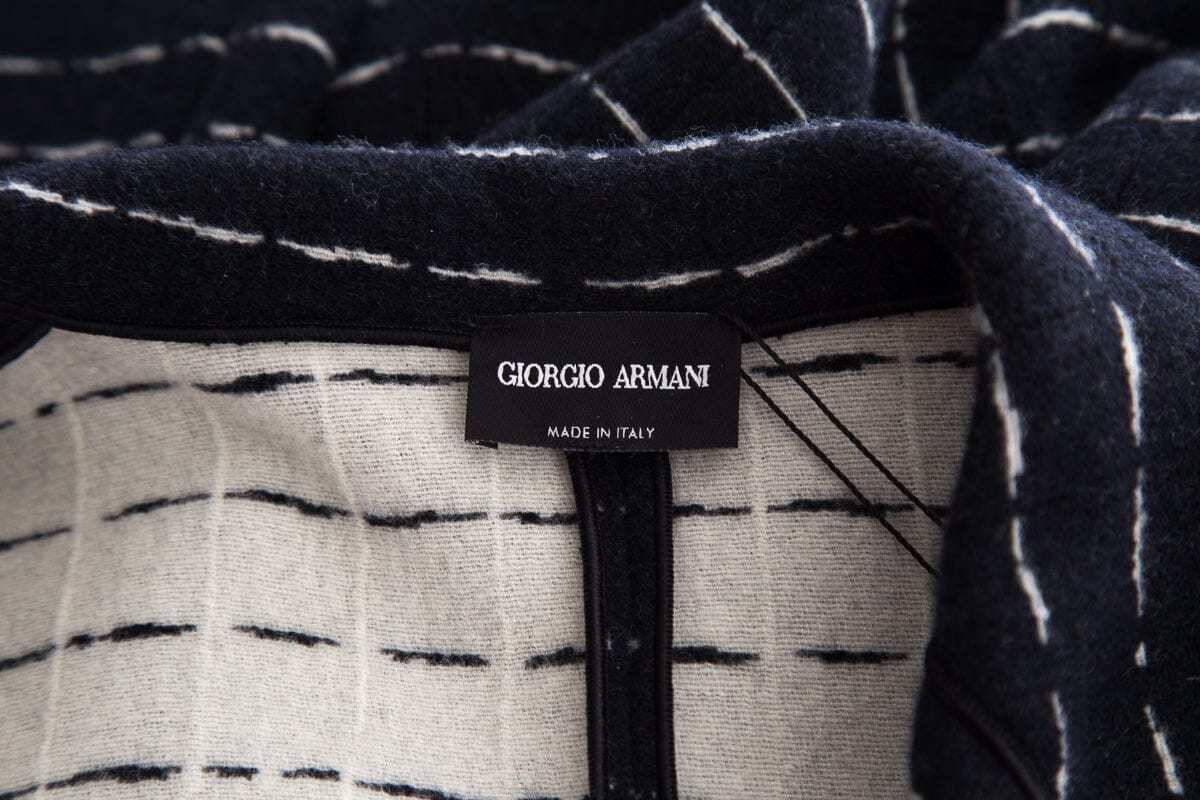 Giorgio Armani Black White Jersey Jacquard Blazer SZ 44 - Image 4