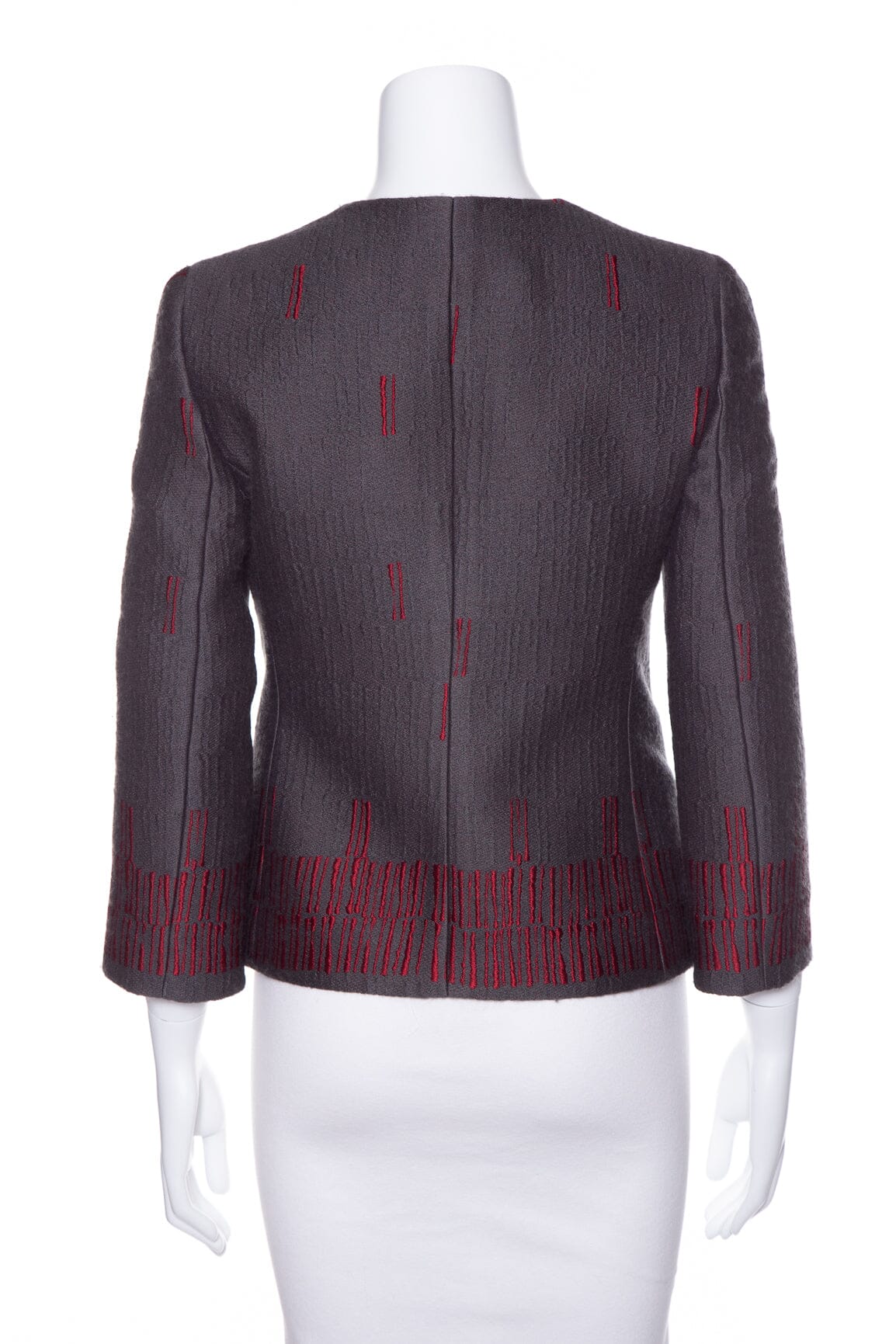 Giorgio Armani Grey and Red Embroidered Jacket SZ 36 - Image 3