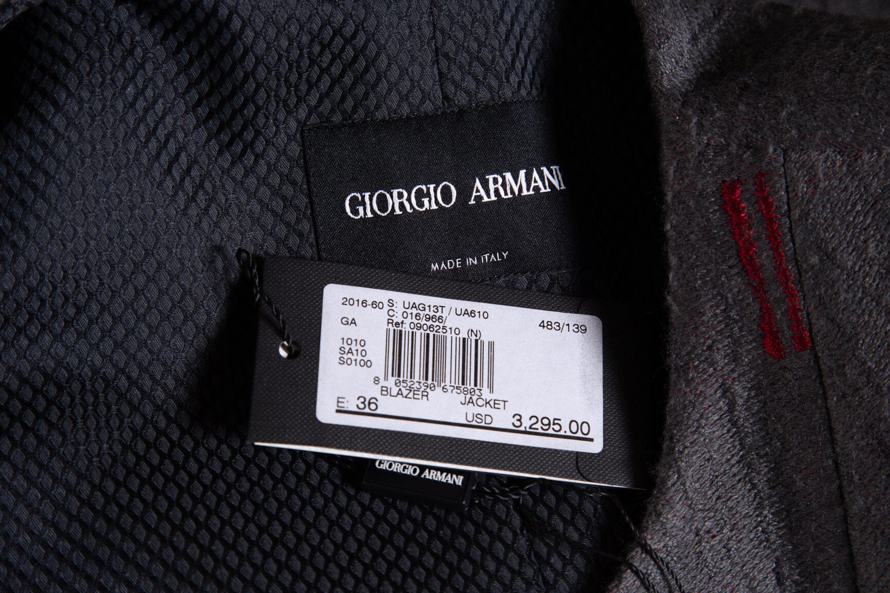 Giorgio Armani Grey and Red Embroidered Jacket SZ 36 - Image 4