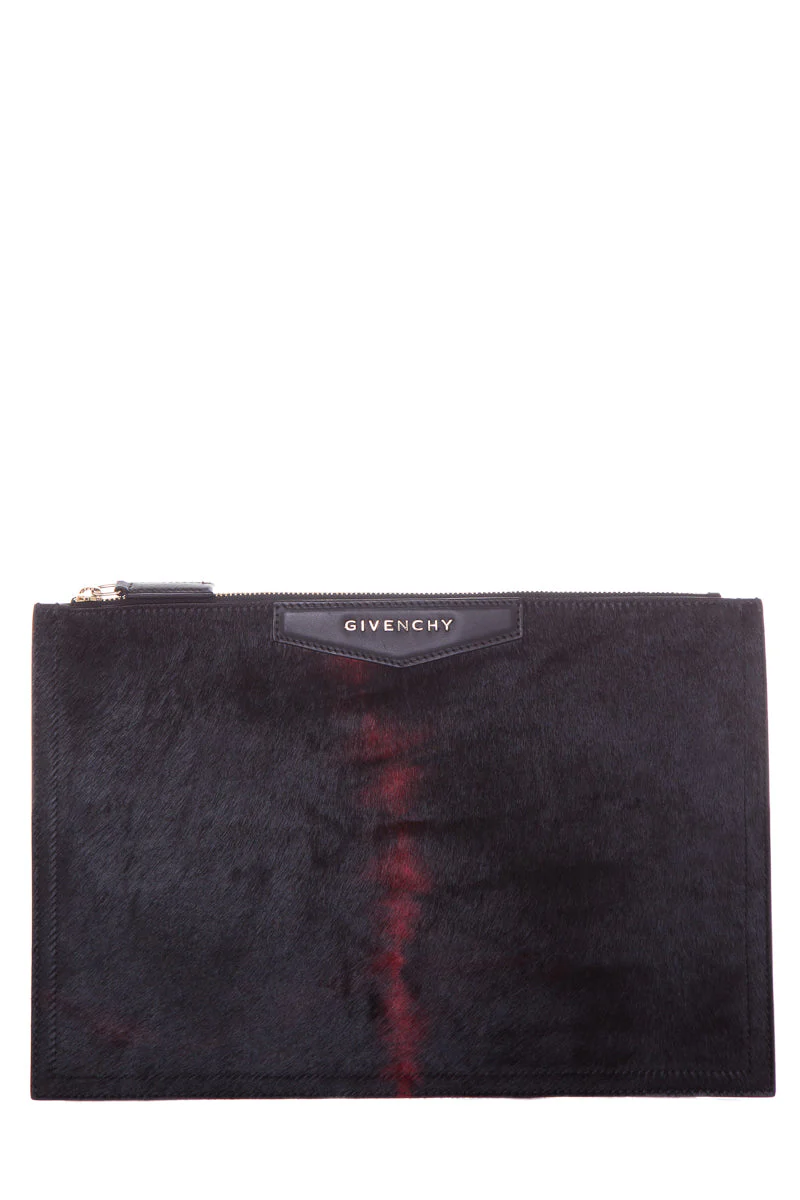 Givenchy Black & Red Pony Hair Antigona Pouch