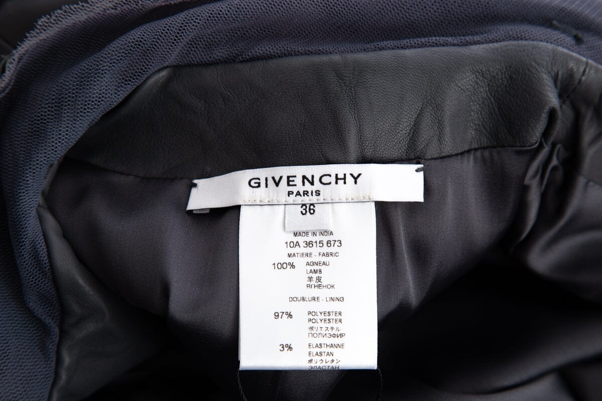 Givenchy Gray Leather Mesh & Embellished Moto Jacket SZ 38 - Image 5