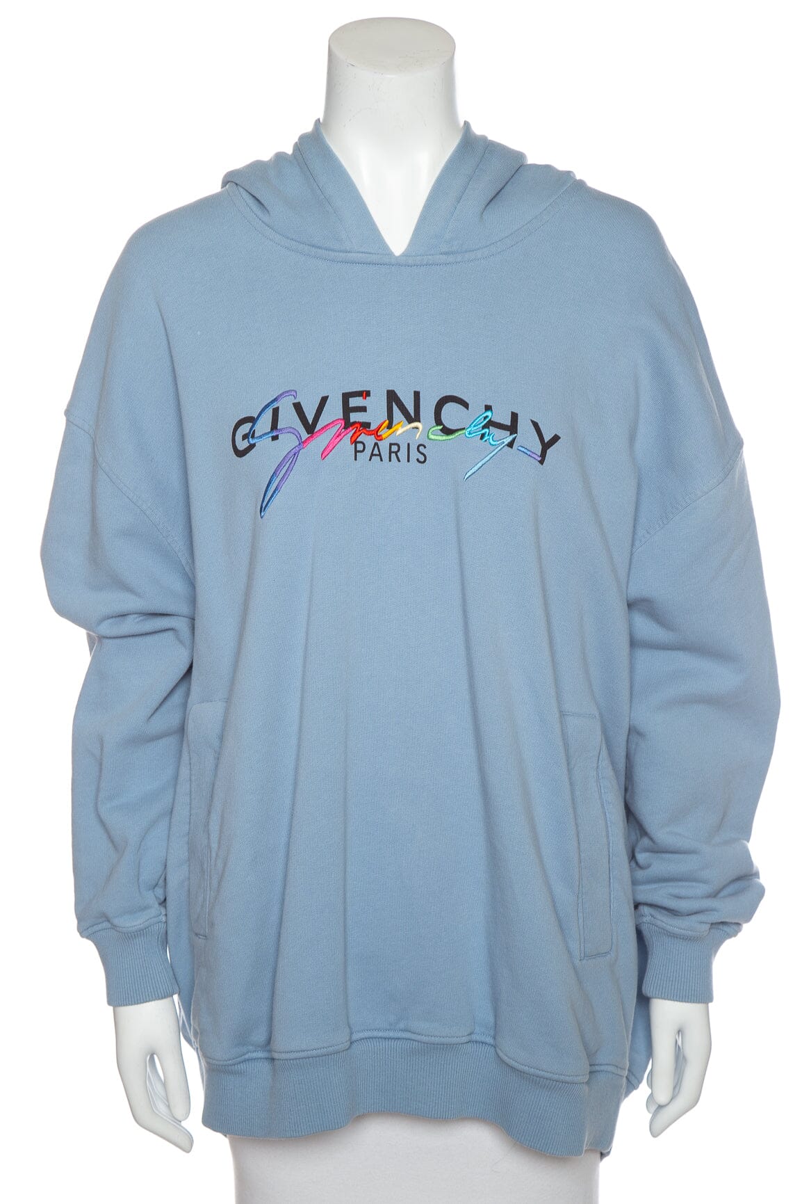 Givenchy Powder Blue Oversized Rainbow Signature Hoodie SZ S