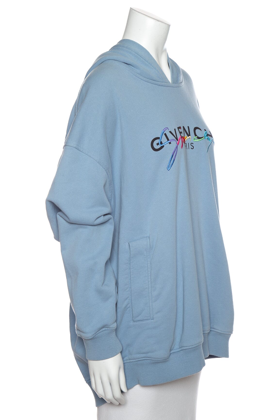 Givenchy Powder Blue Oversized Rainbow Signature Hoodie SZ S - Image 2