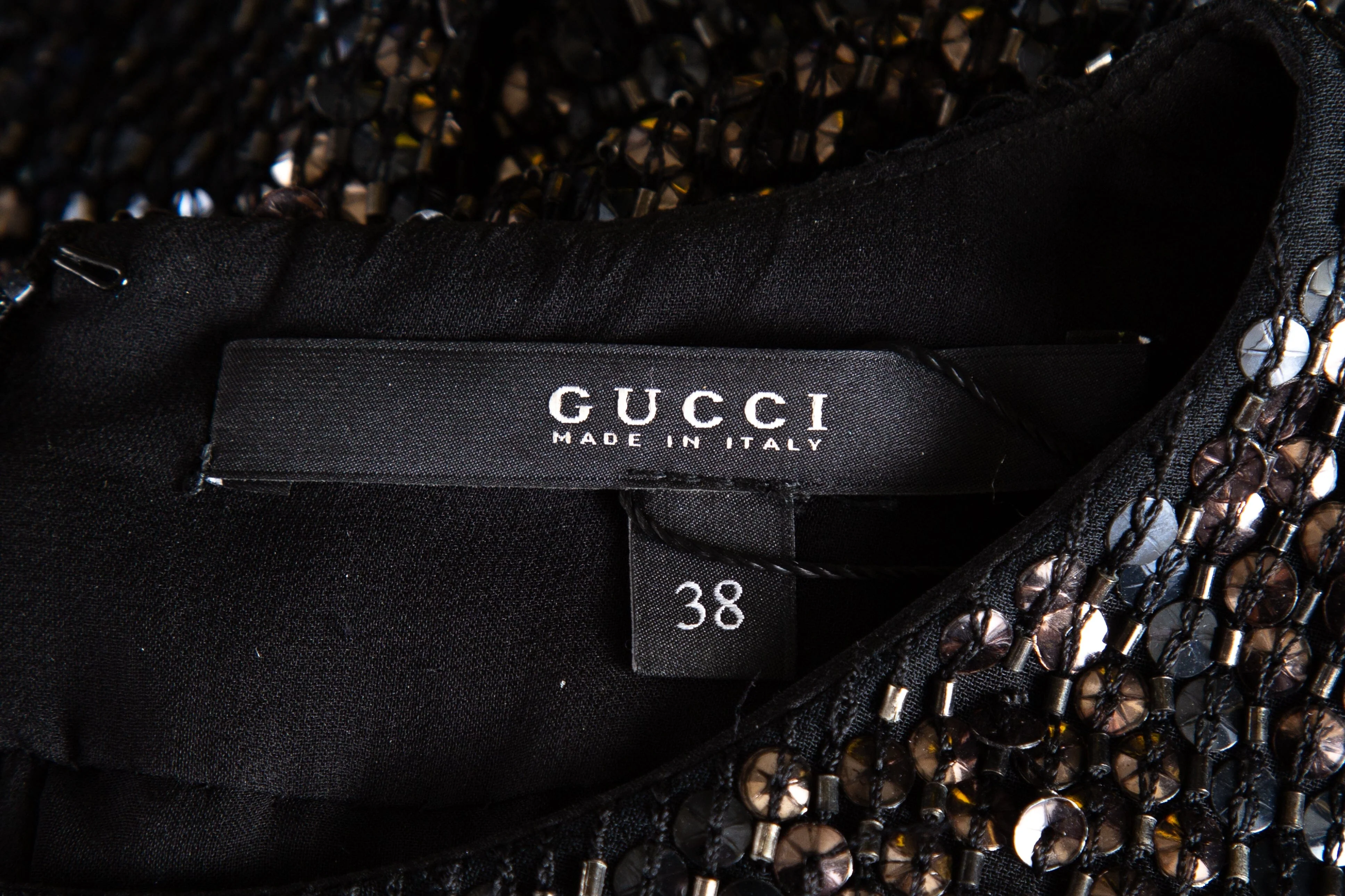 Gucci Black Beaded Mini Dress SZ 38 - Image 4