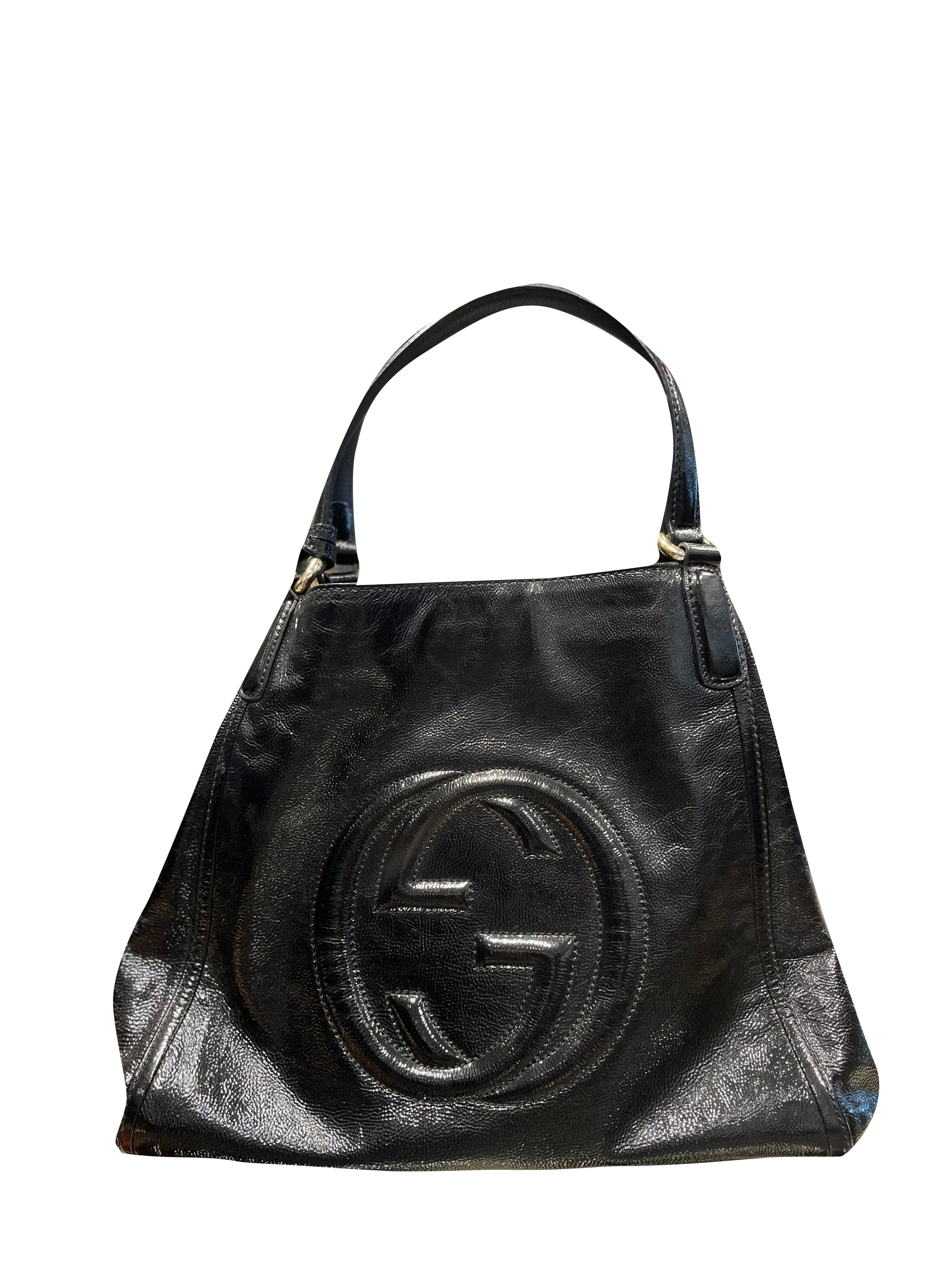 Gucci Black Patent Leather Medium Soho Bag