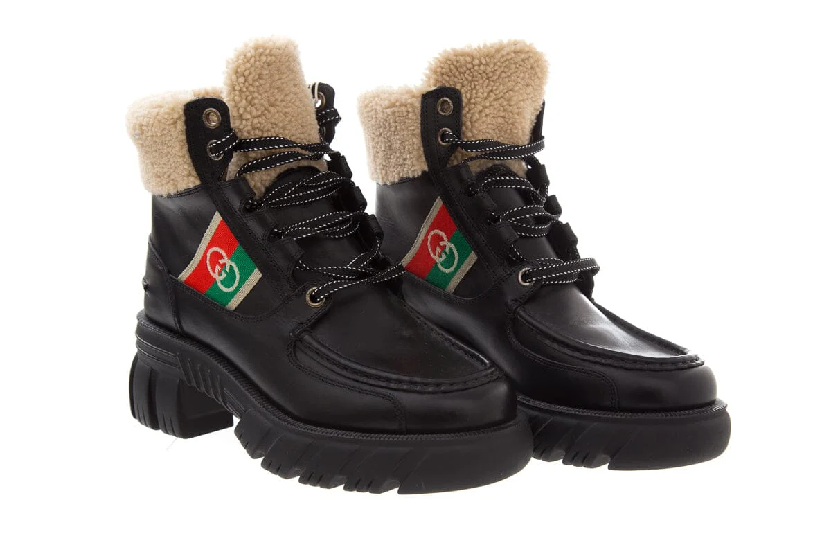 Gucci Black Romance Shearling & Leather Boots SZ 39 NWT - Image 3