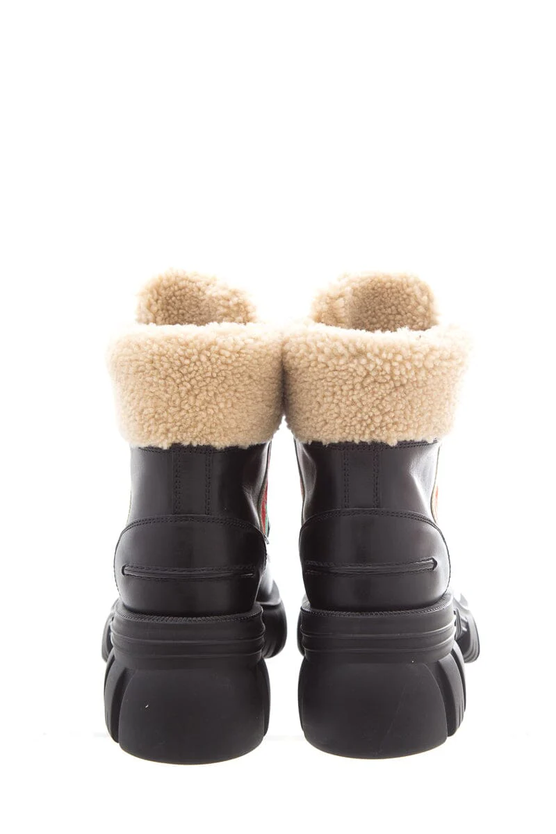 Gucci Black Romance Shearling & Leather Boots SZ 39 NWT - Image 4