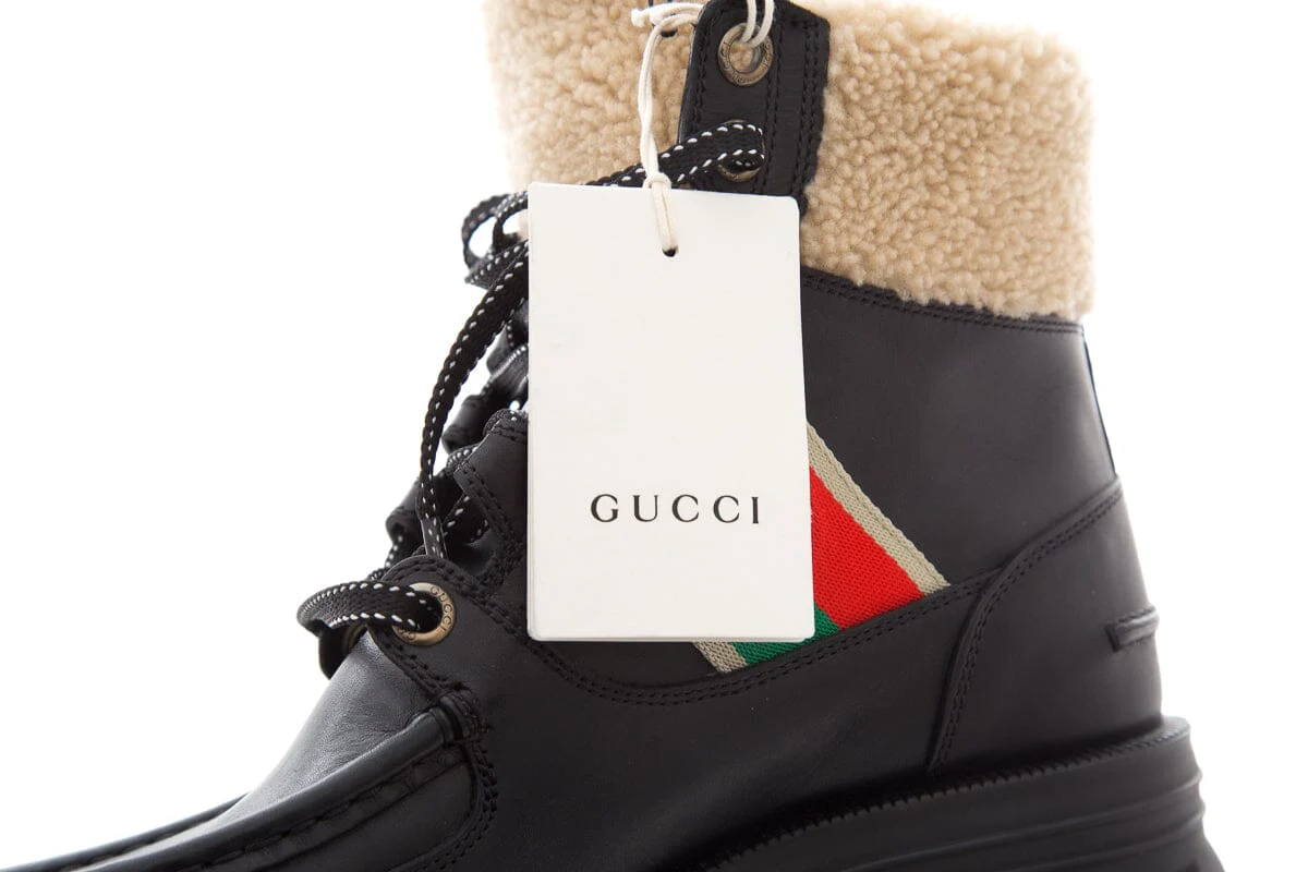 Gucci Black Romance Shearling & Leather Boots SZ 39 NWT - Image 9