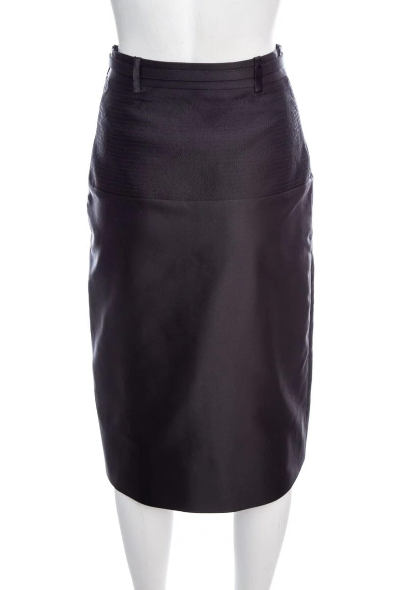 Gucci Black Satin Knee Length Belted Skirt SZ 38 NWT - Image 3