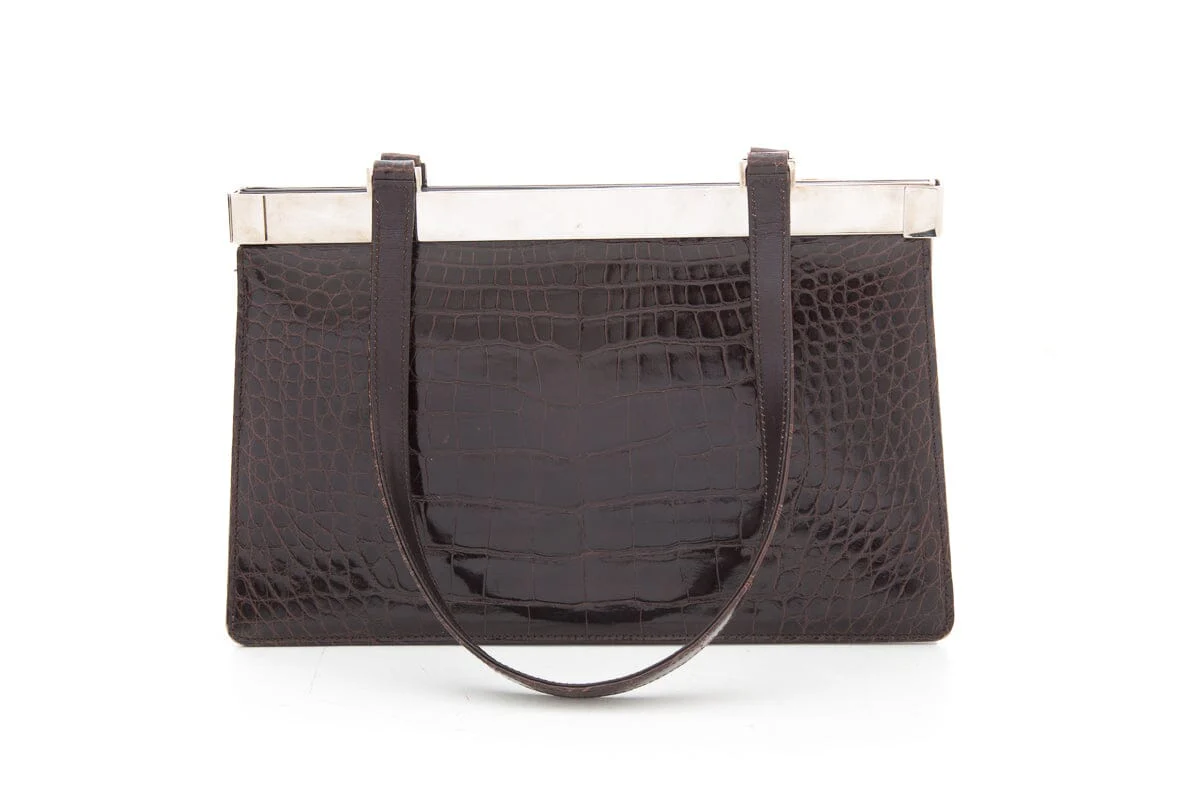 Gucci Brown Crocodile Tom Ford Era Top Handle Handbag - Image 4