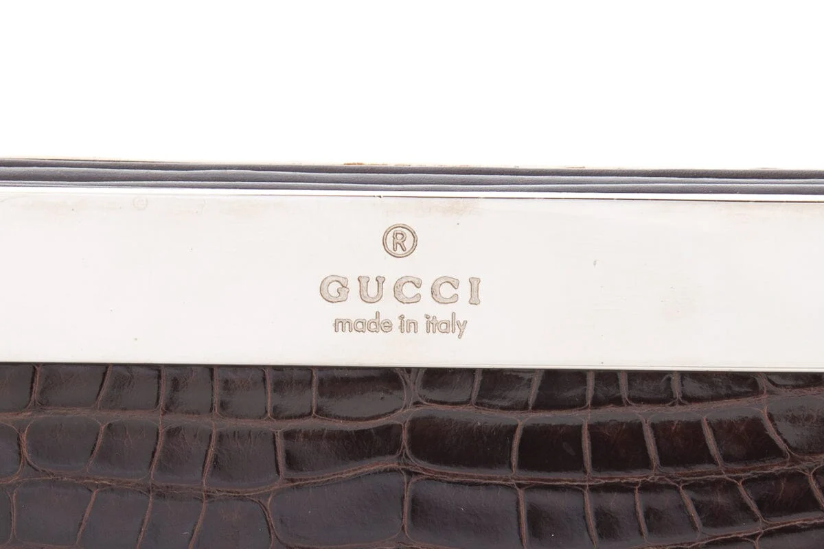 Gucci Brown Crocodile Tom Ford Era Top Handle Handbag - Image 6