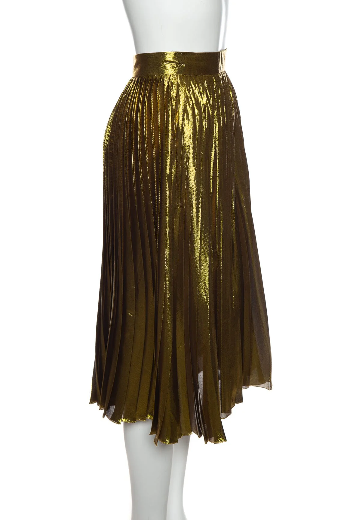 Gucci Metallic Gold Pleated Maxi Skirt SZ 38 - Image 2