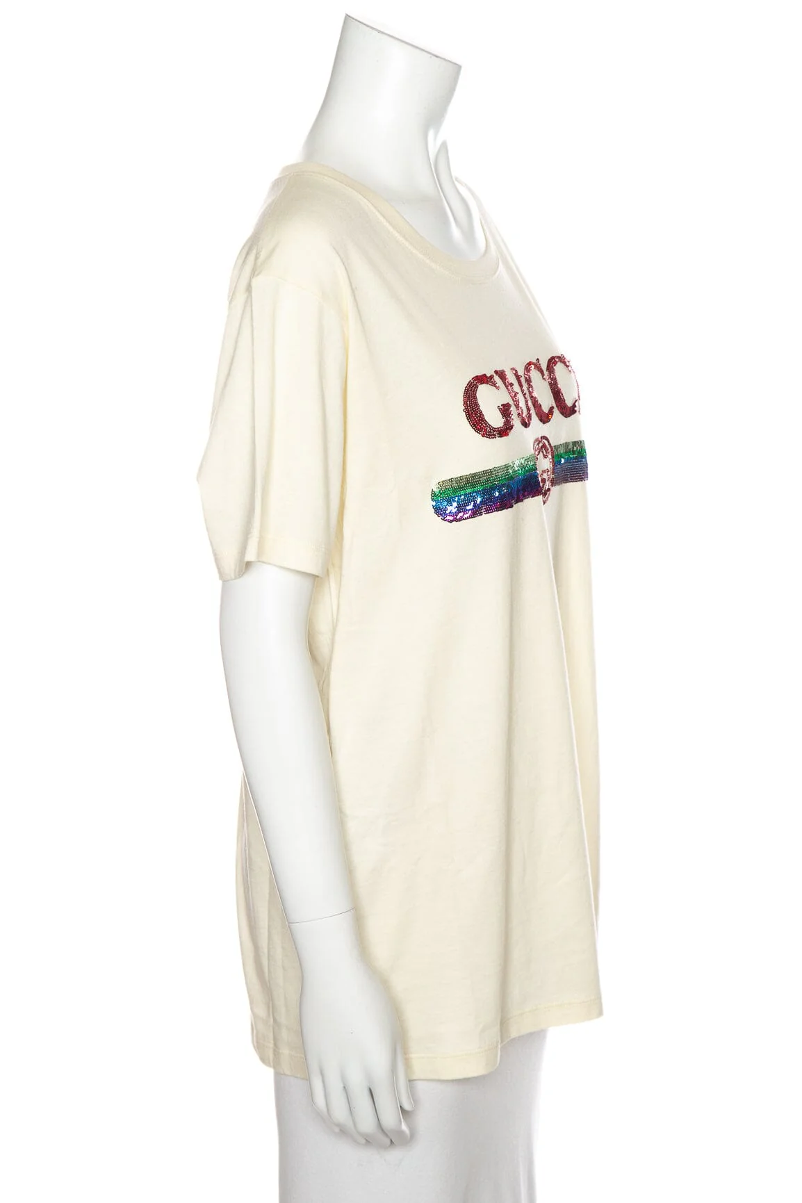 Gucci Off White "Rainbow Sequin" Graphic T-Shirt SZ S - Image 2